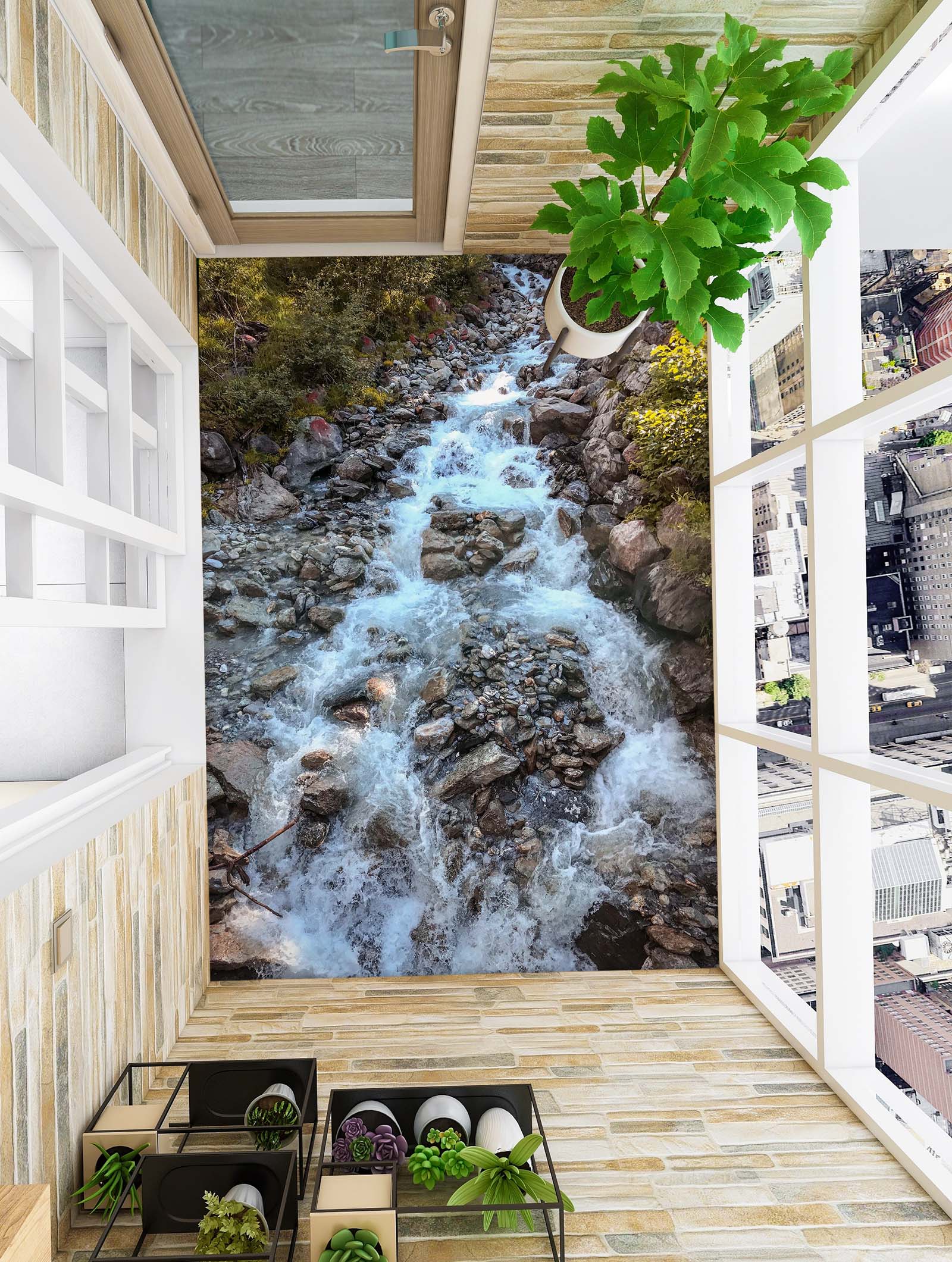 3D Cool Running Water 796 Floor Mural  Wallpaper Murals Rug & Mat Print Epoxy waterproof bath floor