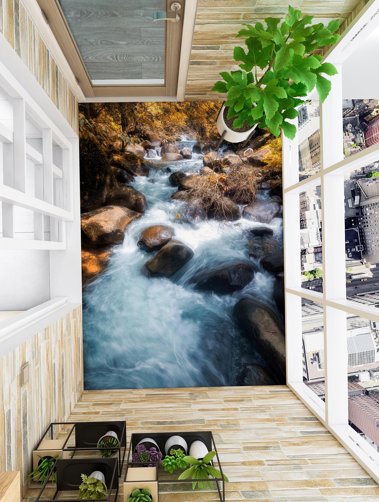 3D Clear Flowing Water 889 Floor Mural  Wallpaper Murals Rug & Mat Print Epoxy waterproof bath floor