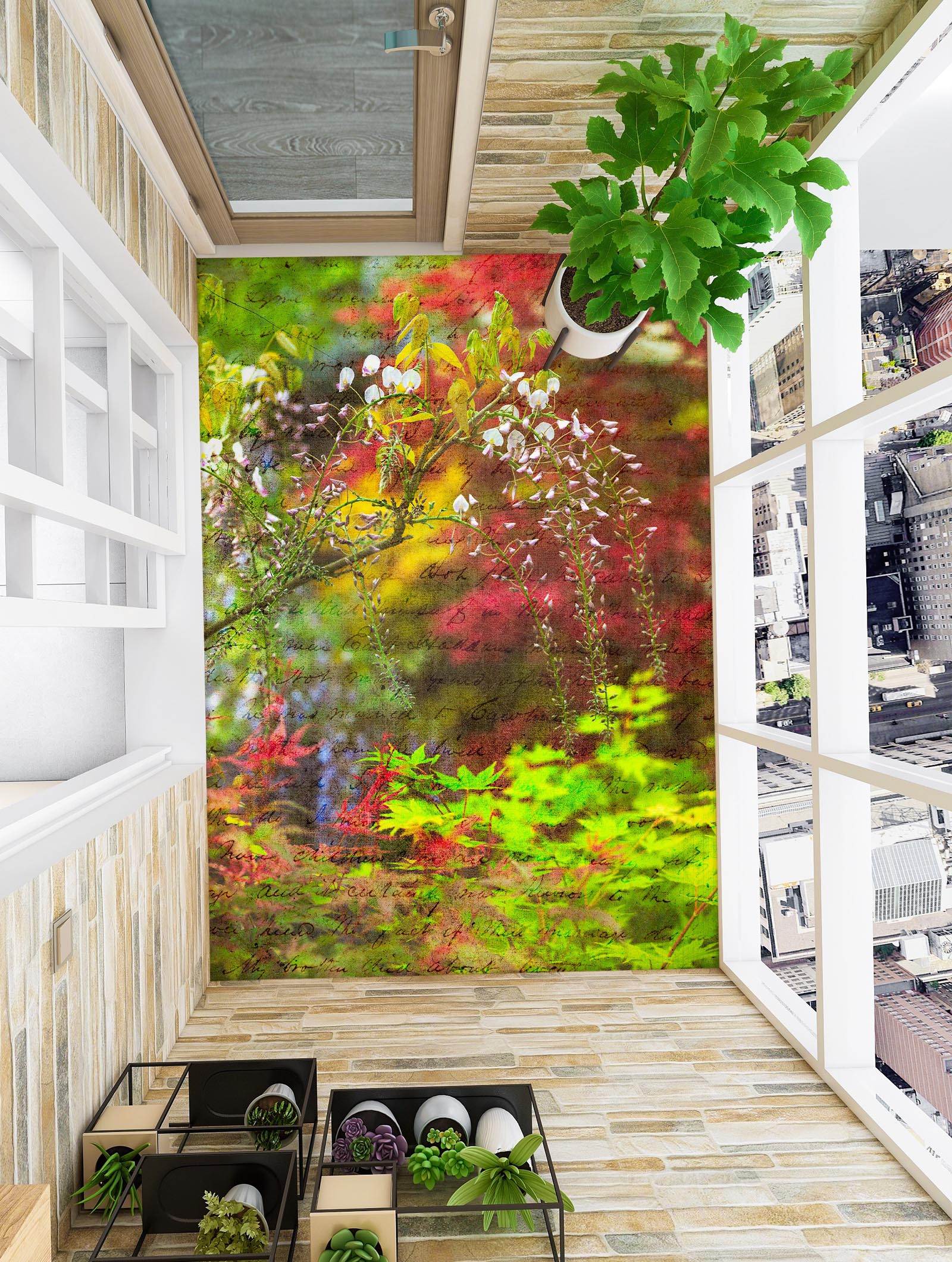 3D Leaves Branches 98175 Adrian Chesterman Floor Mural  Wallpaper Murals Self-Adhesive Removable Print Epoxy