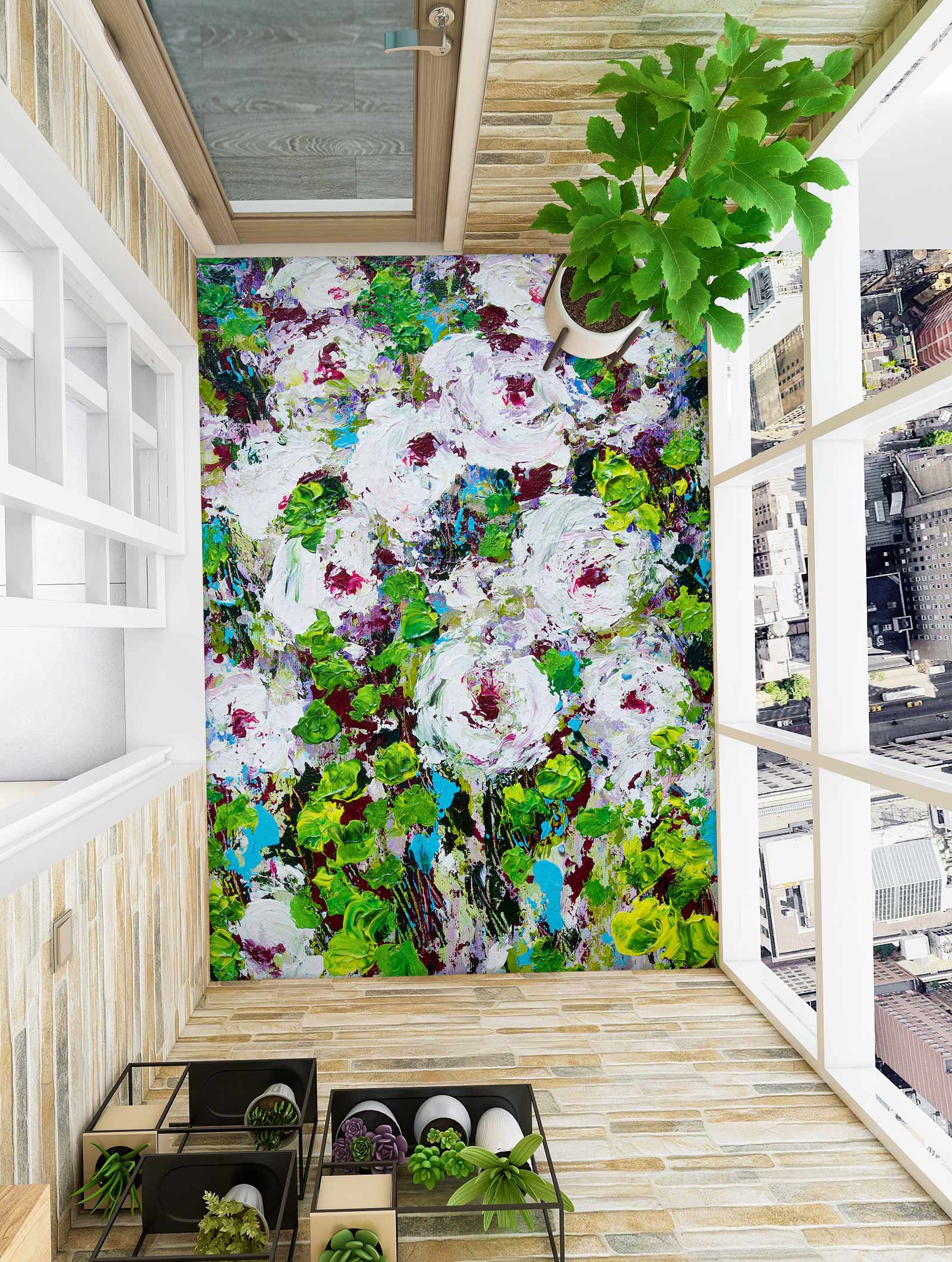 3D Oil Painting Garden Flowers 96109 Allan P. Friedlander Floor Mural  Wallpaper Murals Self-Adhesive Removable Print Epoxy