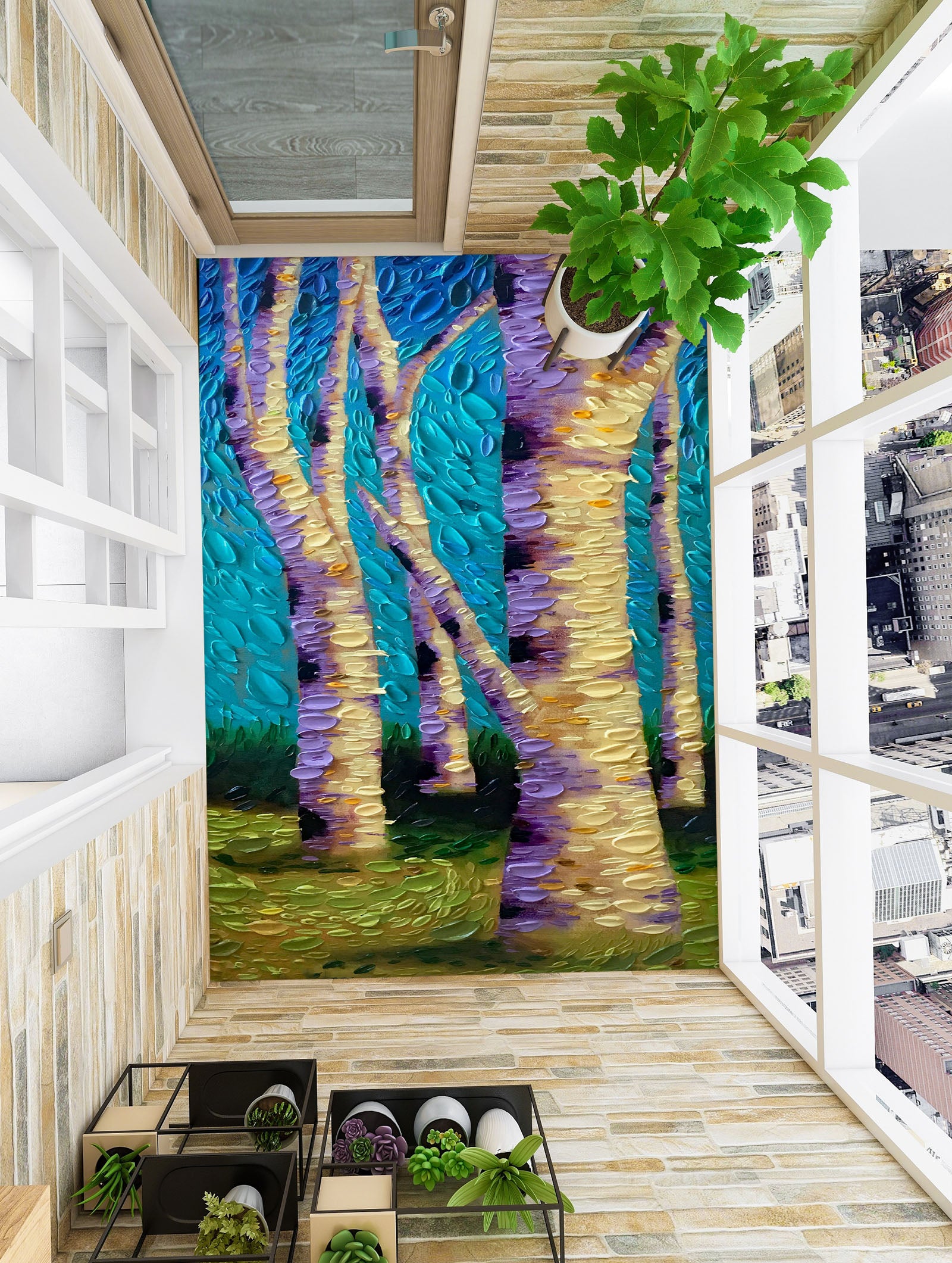 3D Trees Grass 102179 Dena Tollefson Floor Mural  Wallpaper Murals Self-Adhesive Removable Print Epoxy
