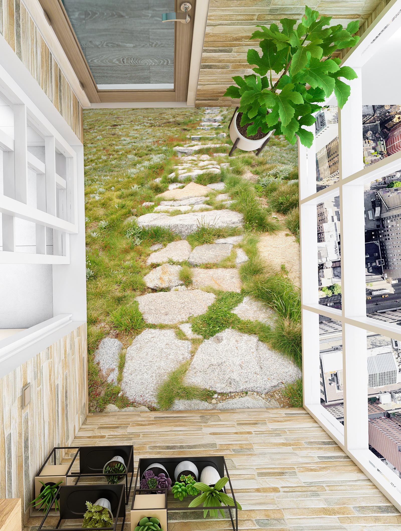 3D Stone Path In The Grass 396 Floor Mural  Wallpaper Murals Rug & Mat Print Epoxy waterproof bath floor