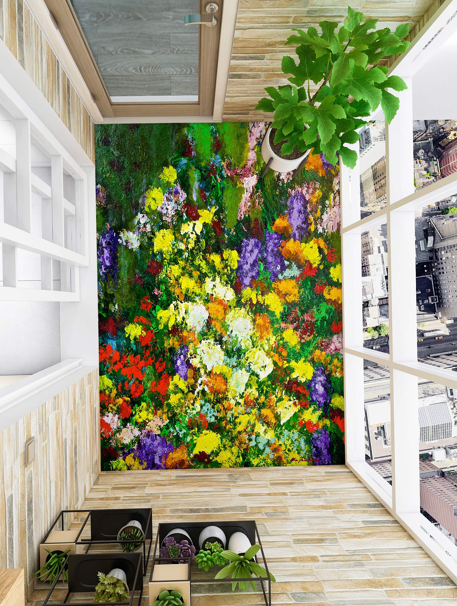 3D Colorful Flowers 9695 Allan P. Friedlander Floor Mural  Wallpaper Murals Self-Adhesive Removable Print Epoxy