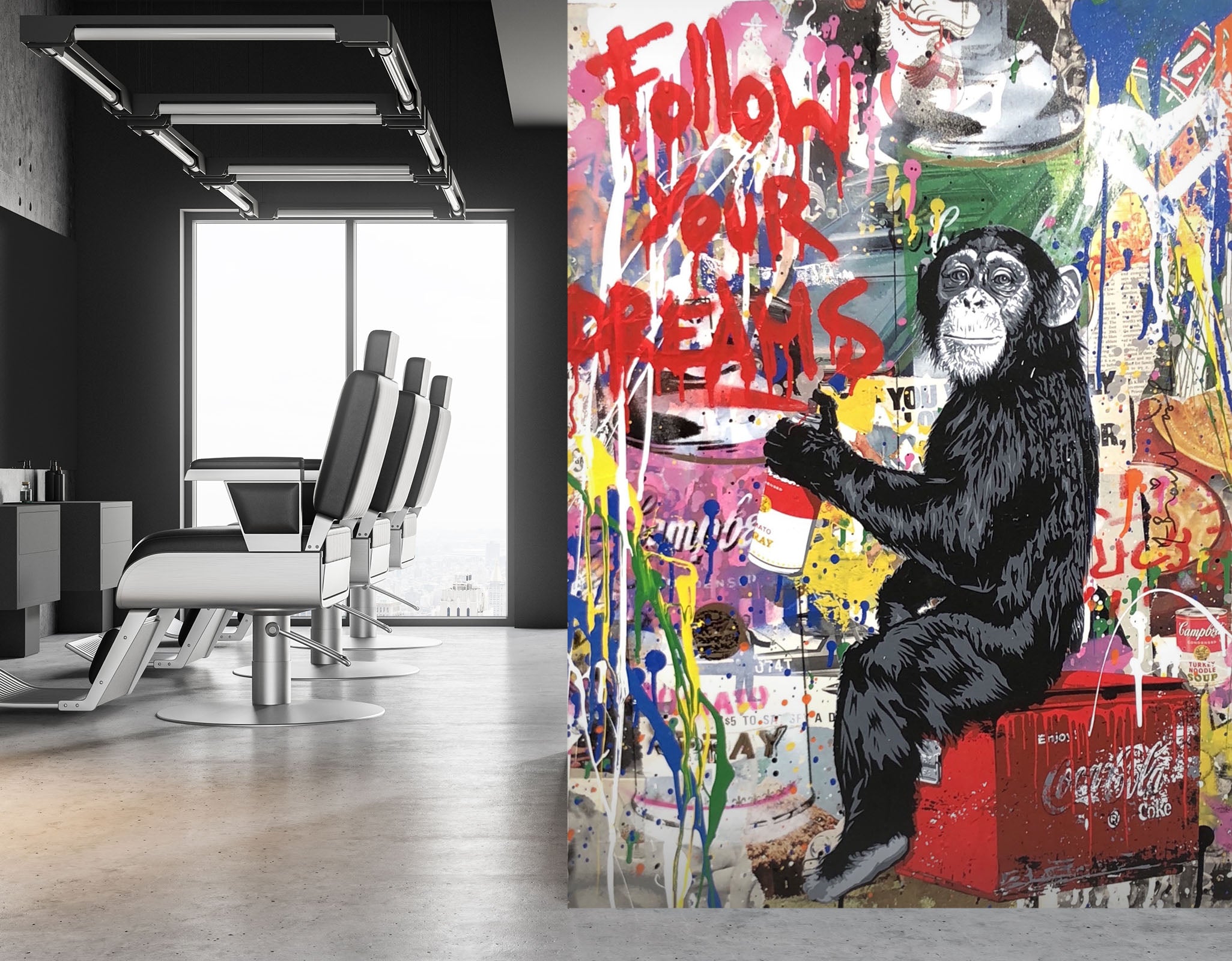 3D Red Graffiti 360 Wall Murals