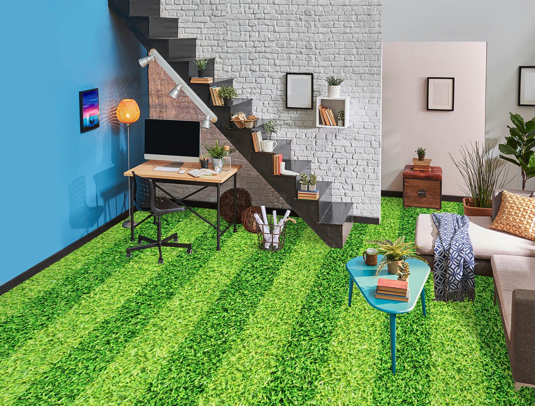 3D Comfortable Green Grass 1378 Floor Mural  Wallpaper Murals Self-Adhesive Removable Print Epoxy