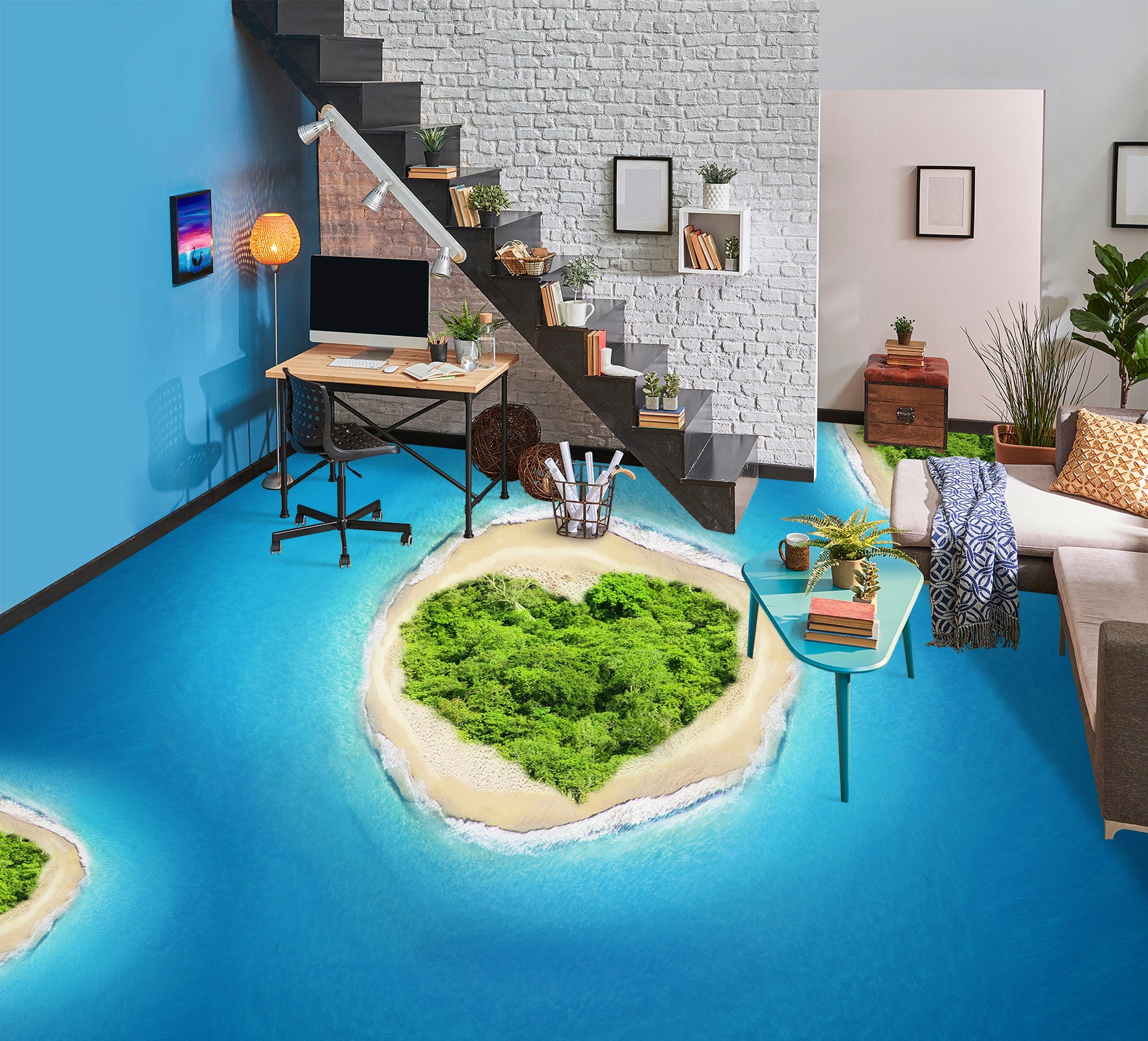 3D Love Plant Island 1450 Floor Mural  Wallpaper Murals Self-Adhesive Removable Print Epoxy