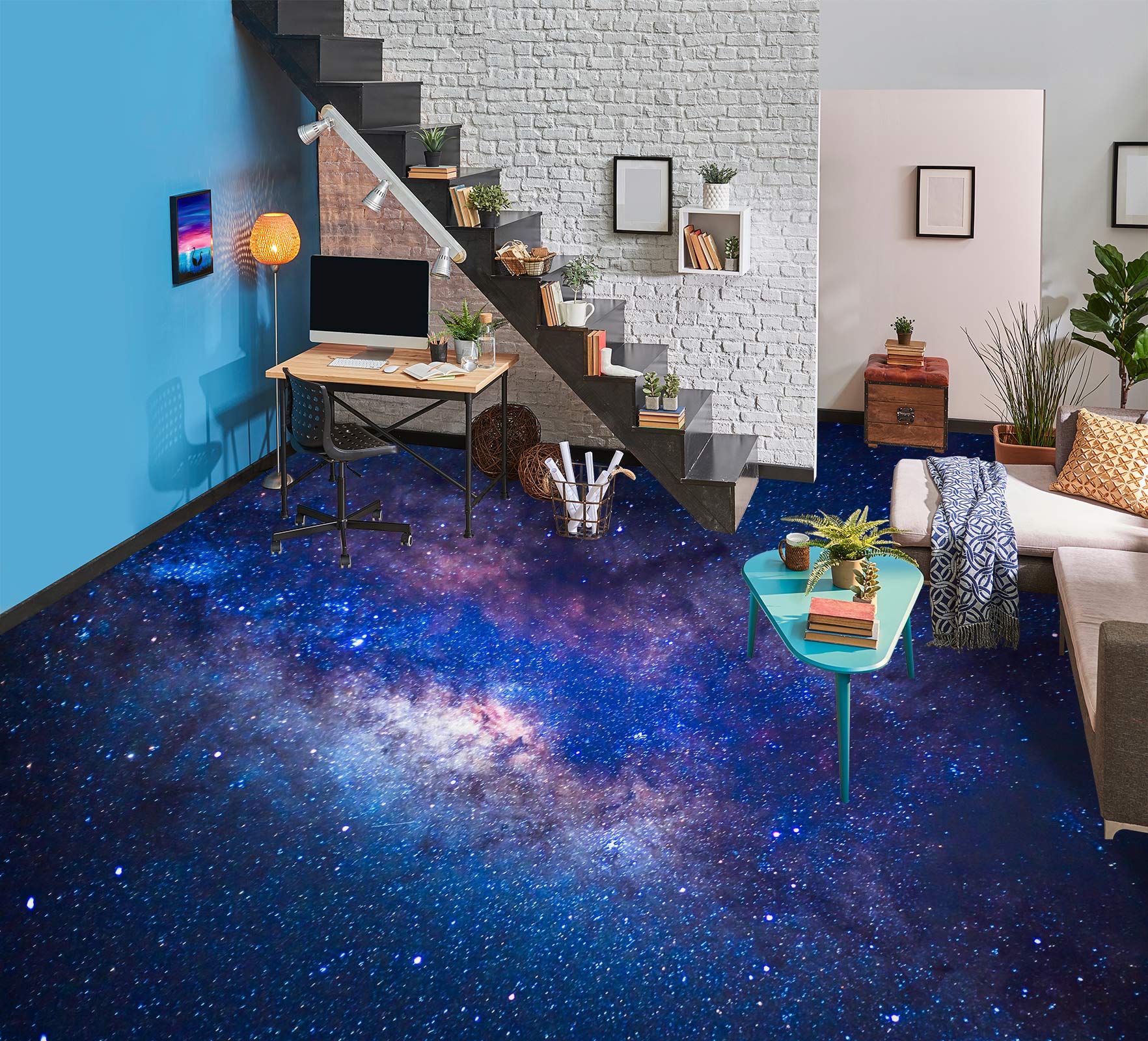 3D Blue Purple Universe 1137 Floor Mural  Wallpaper Murals Self-Adhesive Removable Print Epoxy