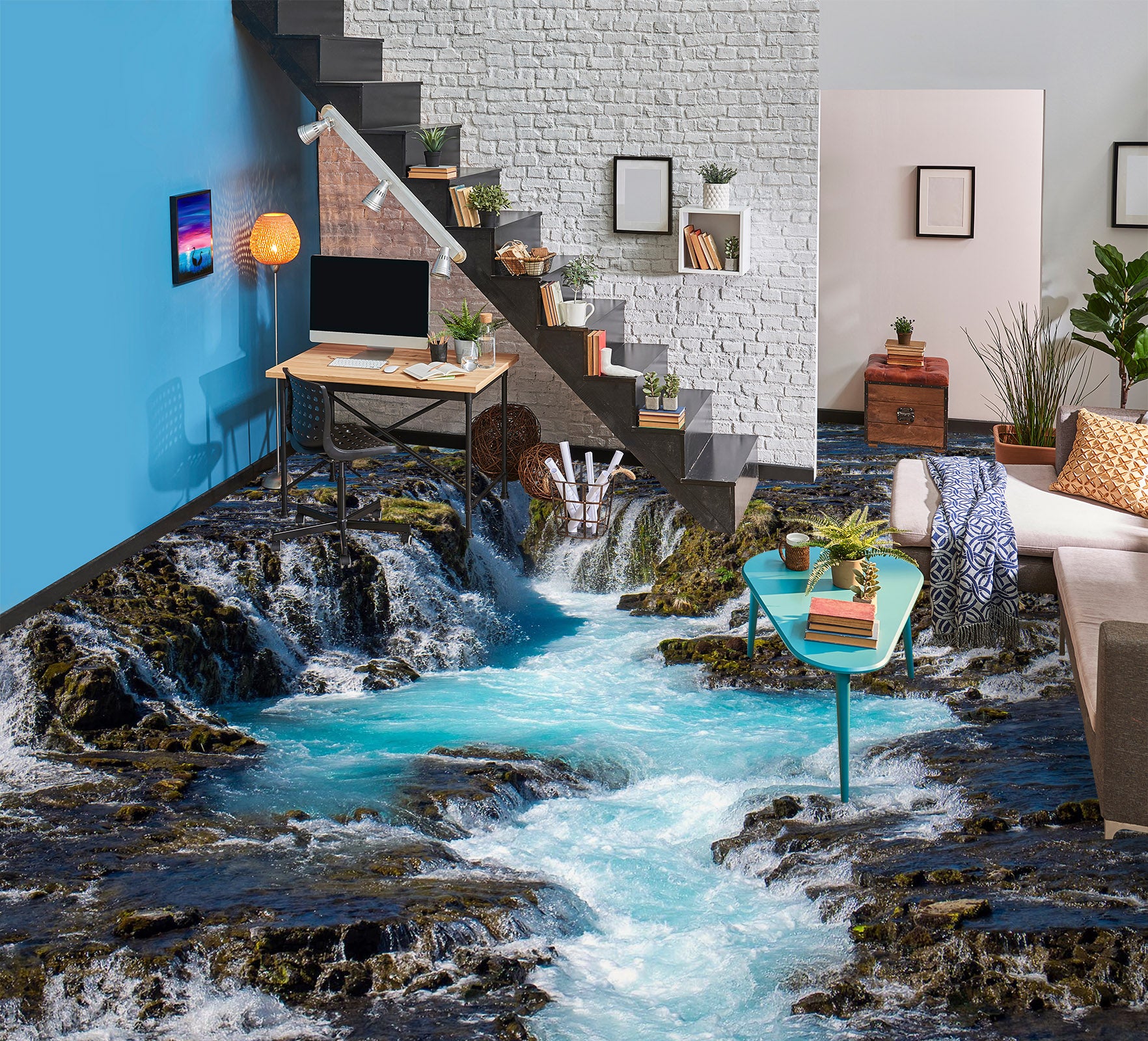 3D Convergence Of Water 1466 Floor Mural  Wallpaper Murals Self-Adhesive Removable Print Epoxy