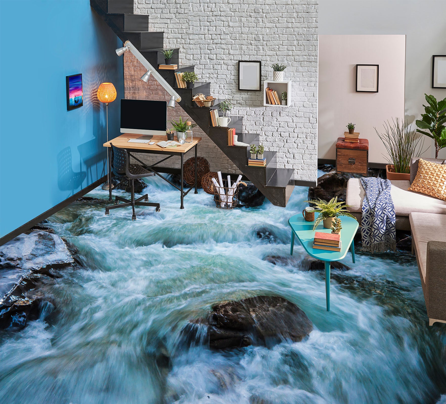 3D Full-bodied And Rushing 829 Floor Mural  Wallpaper Murals Rug & Mat Print Epoxy waterproof bath floor