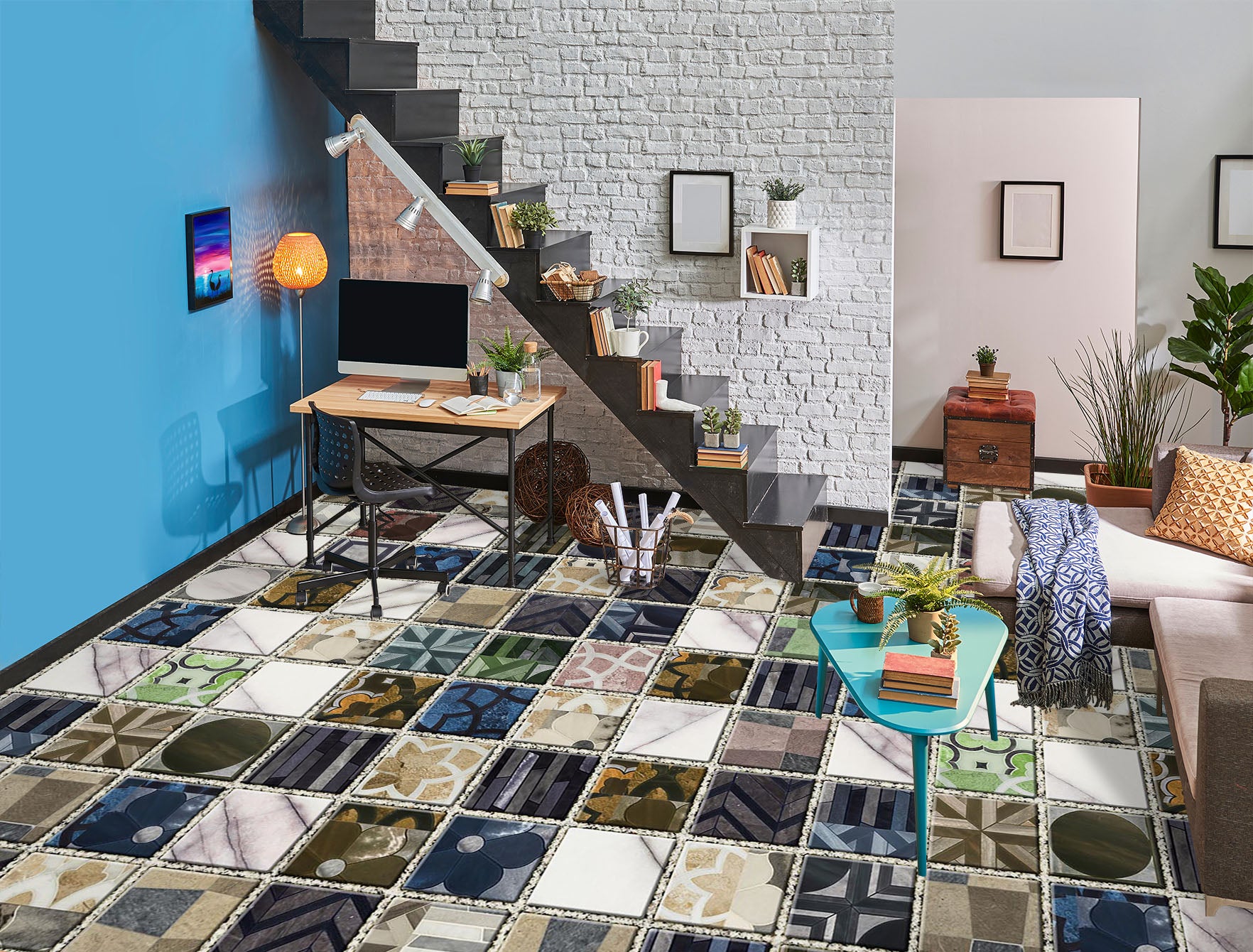 3D Chic Color Squares 933 Floor Mural  Wallpaper Murals Rug & Mat Print Epoxy waterproof bath floor