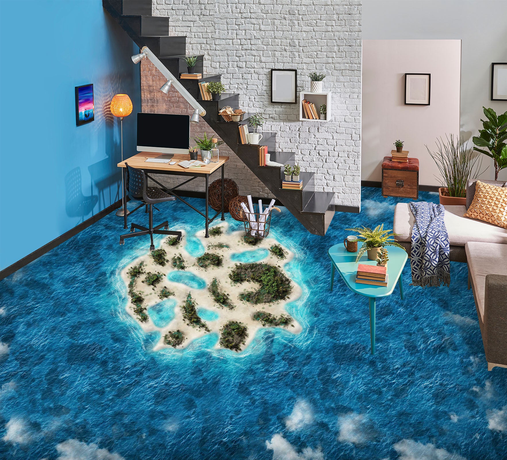 3D Chic Island Art 081 Floor Mural  Wallpaper Murals Rug & Mat Print Epoxy waterproof bath floor