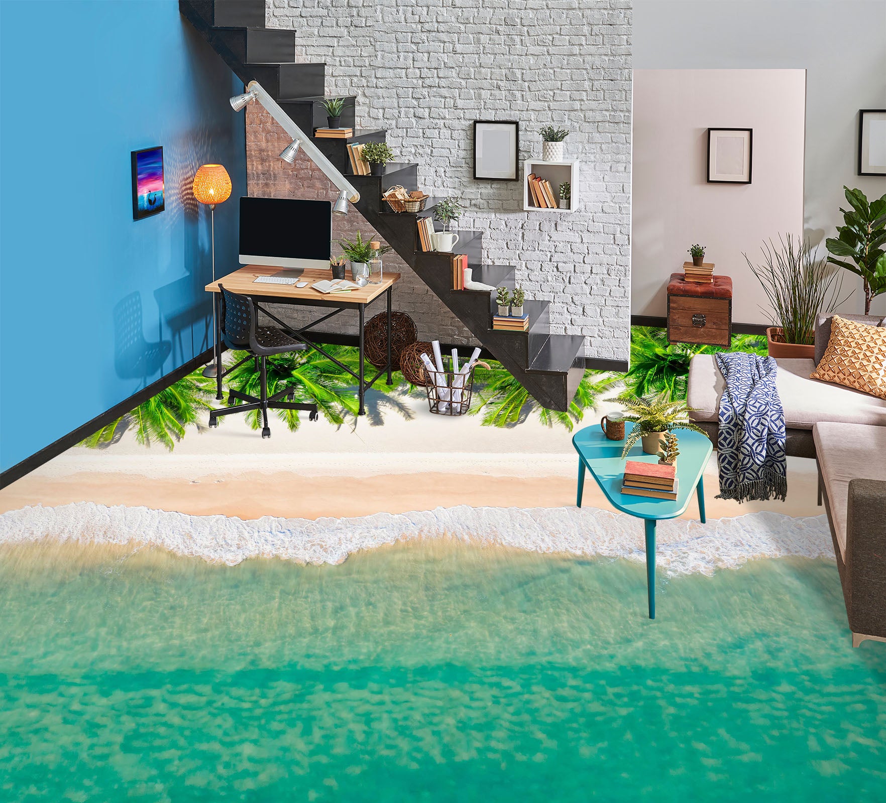 3D Cool Green Sea 841 Floor Mural  Wallpaper Murals Rug & Mat Print Epoxy waterproof bath floor