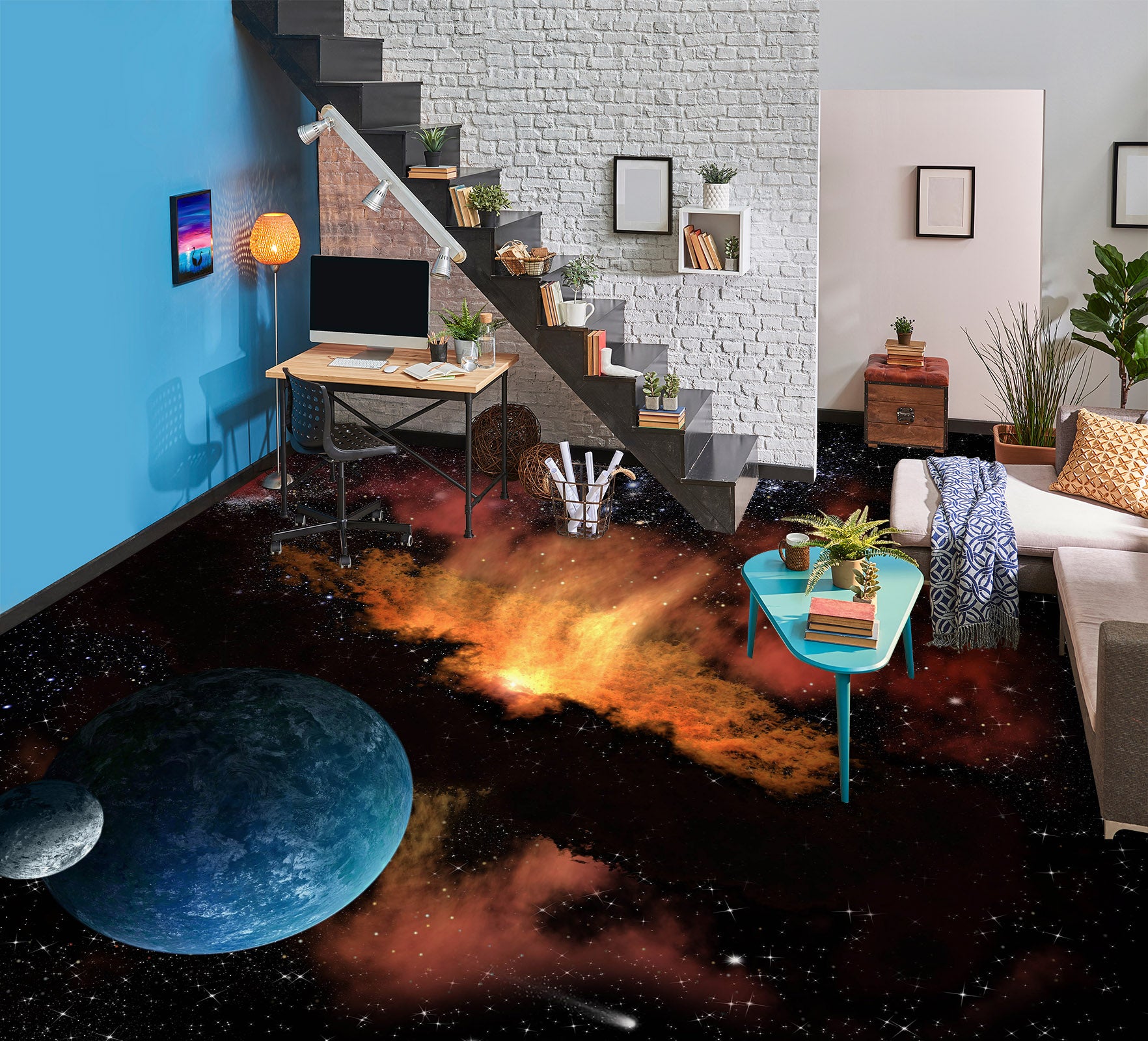 3D Blue Planet 030 Floor Mural  Wallpaper Murals Rug & Mat Print Epoxy waterproof bath floor