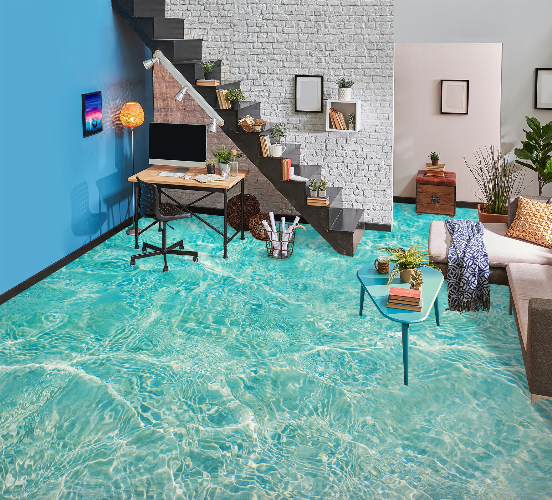 3D Leisurely Cool Water 663 Floor Mural  Wallpaper Murals Rug & Mat Print Epoxy waterproof bath floor