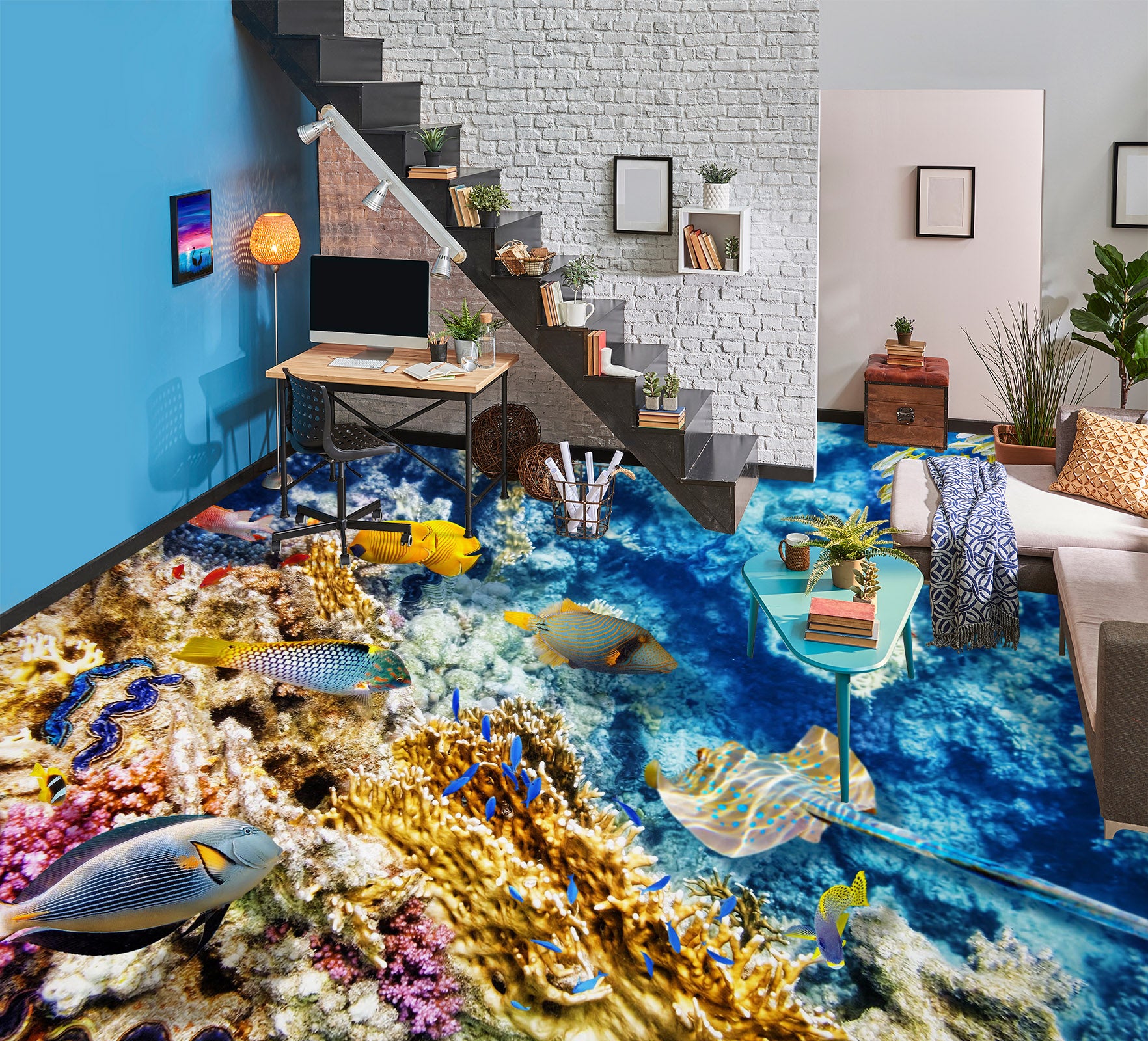 3D Colorful Ocean World 713 Floor Mural  Wallpaper Murals Rug & Mat Print Epoxy waterproof bath floor