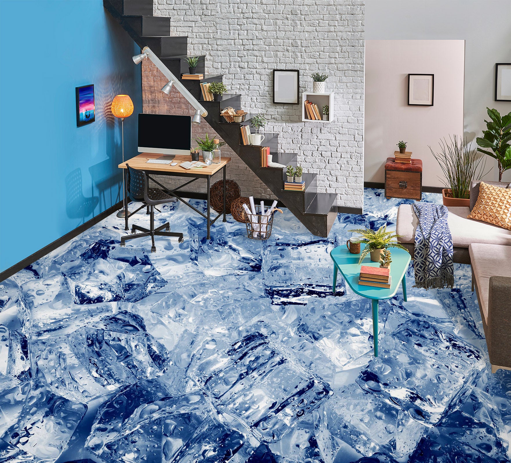 3D Artistic Ice Cubes 1414 Floor Mural  Wallpaper Murals Self-Adhesive Removable Print Epoxy