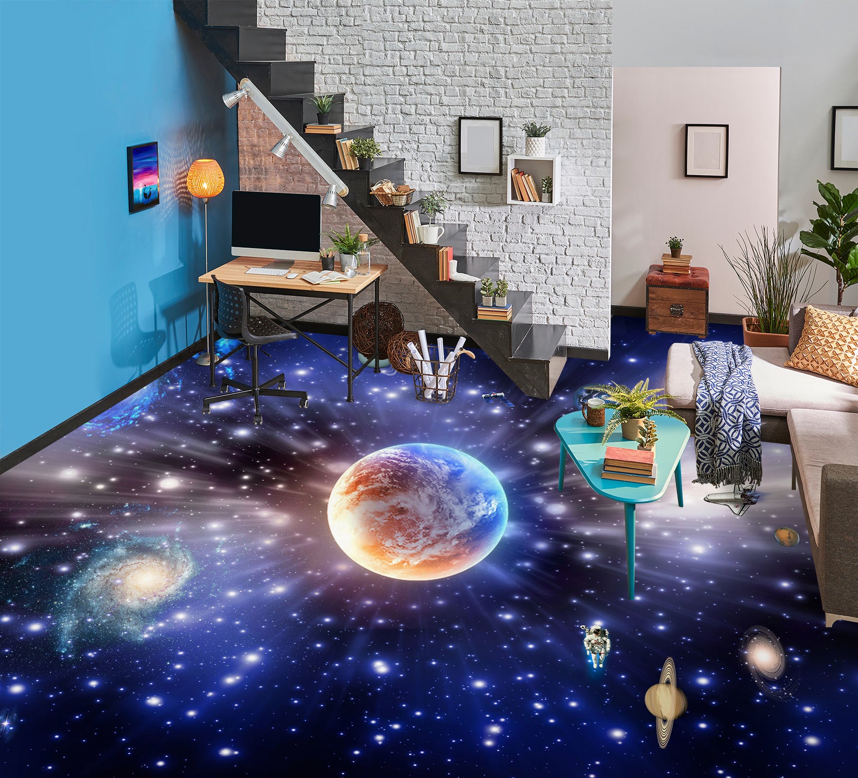 3D Dazzling Planets 428 Floor Mural  Wallpaper Murals Rug & Mat Print Epoxy waterproof bath floor