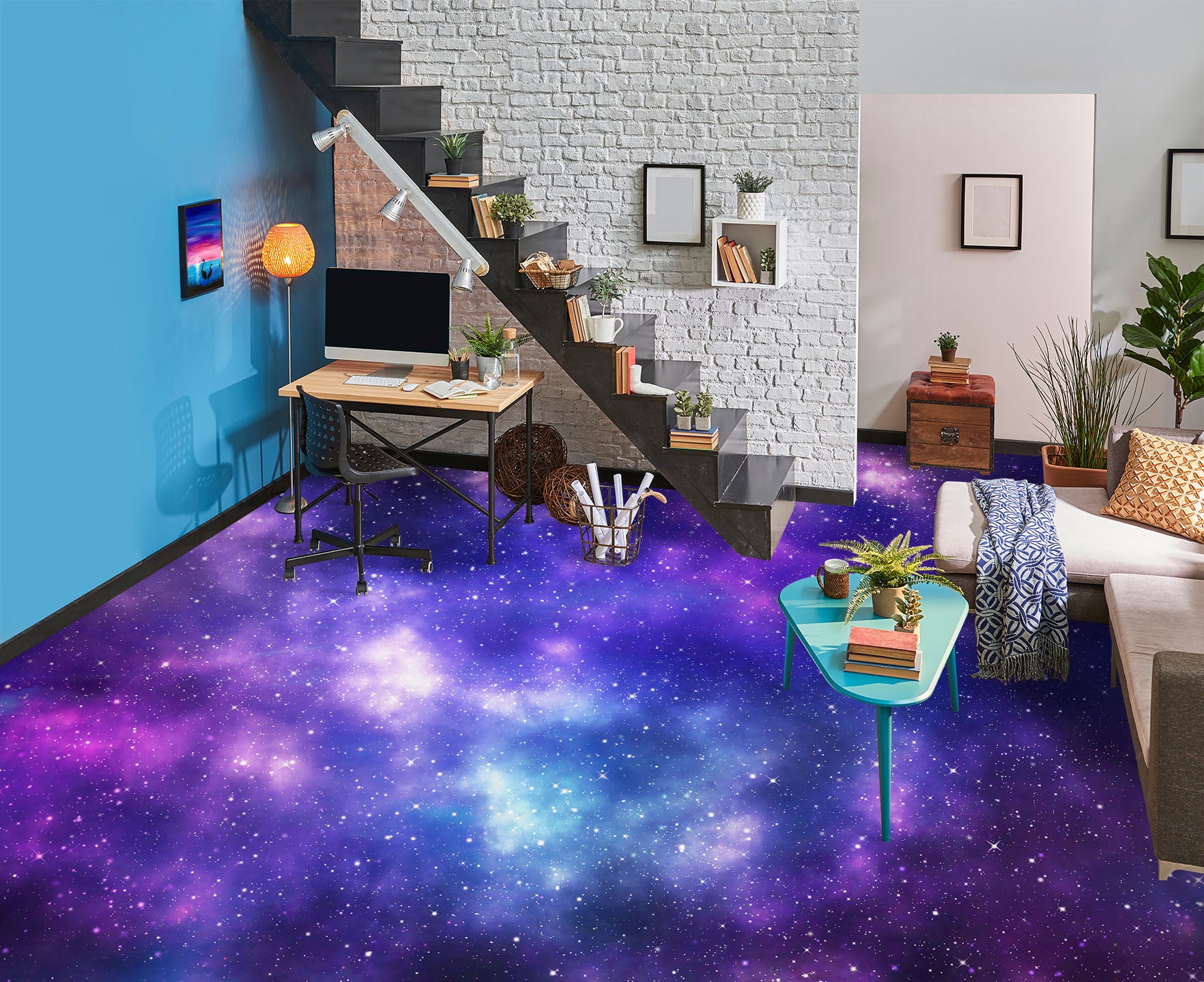 3D Charming Purple Galaxy 235 Floor Mural  Wallpaper Murals Rug & Mat Print Epoxy waterproof bath floor