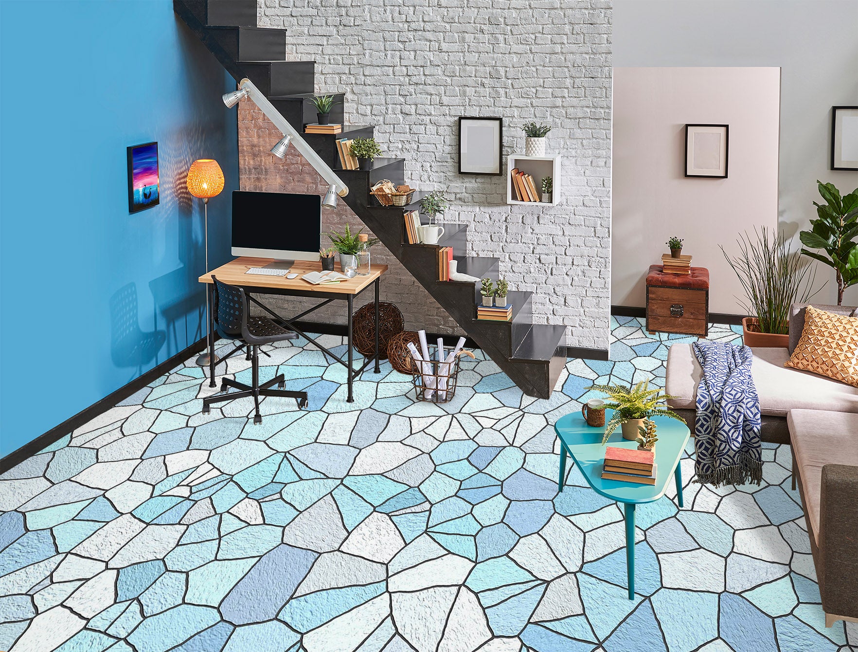 3D Fresh Fragmented Colors 808 Floor Mural  Wallpaper Murals Rug & Mat Print Epoxy waterproof bath floor