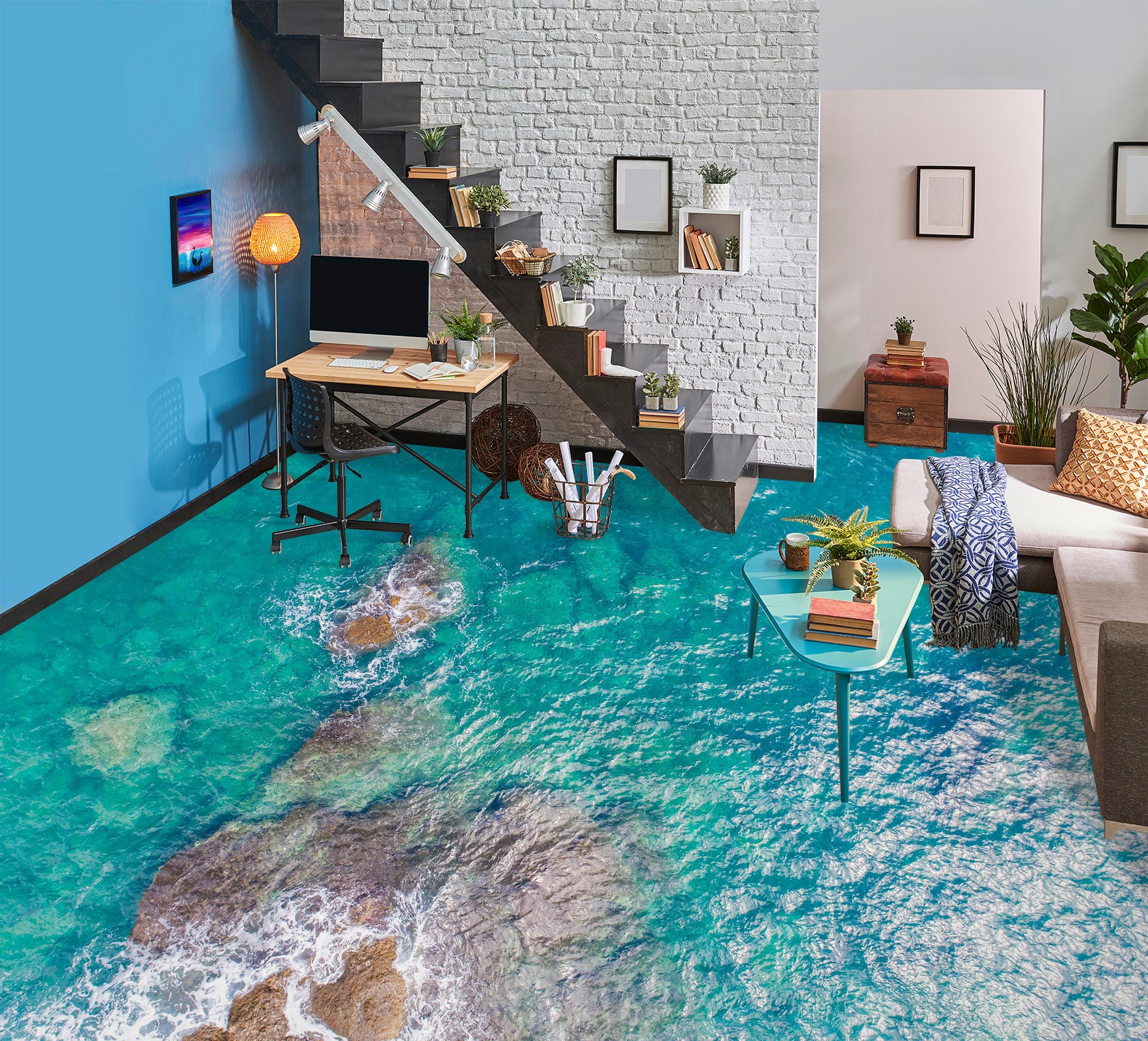 3D Cool And Clear Water 372 Floor Mural  Wallpaper Murals Rug & Mat Print Epoxy waterproof bath floor