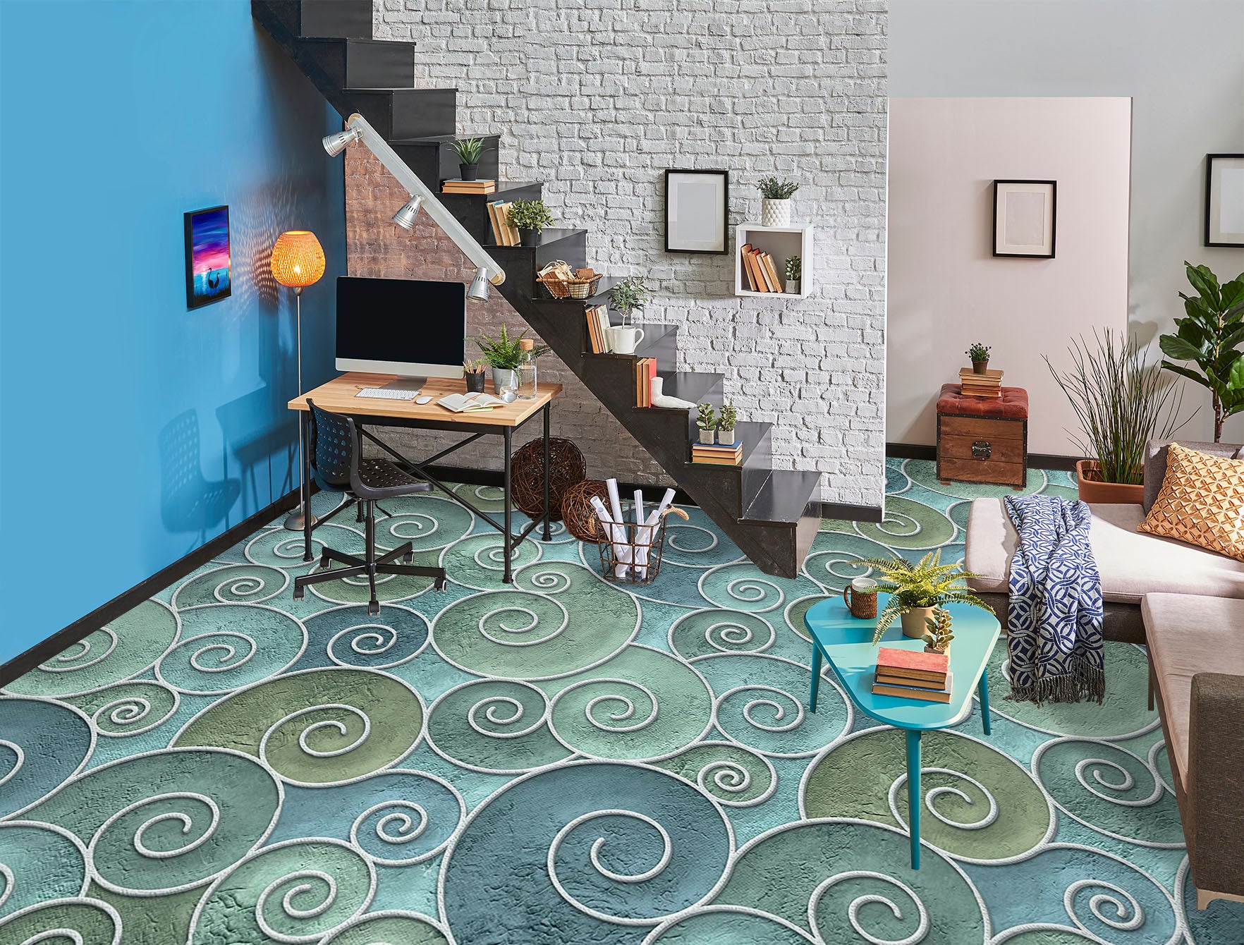 3D Wave Pattern Depiction 878 Floor Mural  Wallpaper Murals Rug & Mat Print Epoxy waterproof bath floor