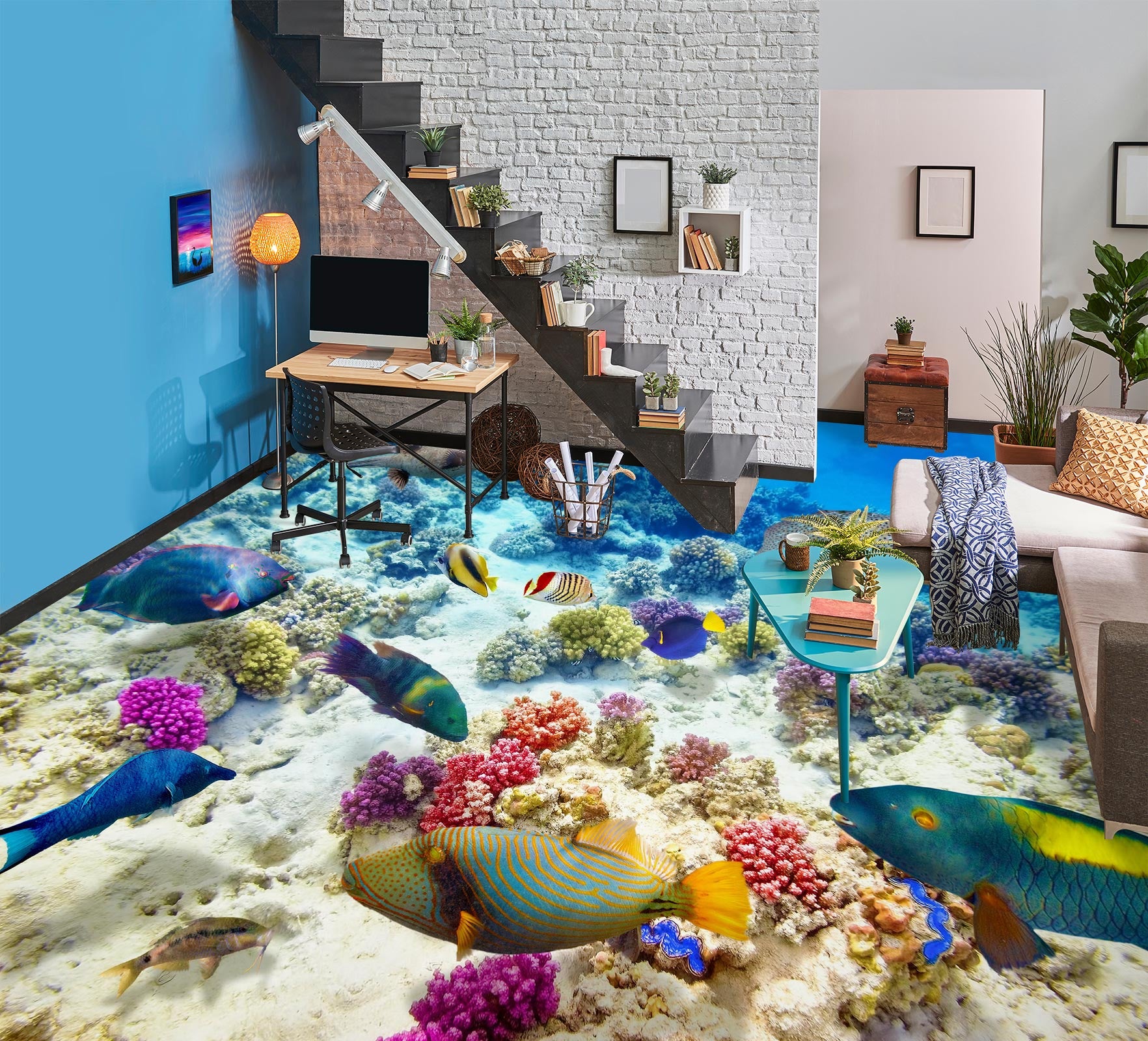 3D Magical Ocean World 1395 Floor Mural  Wallpaper Murals Self-Adhesive Removable Print Epoxy