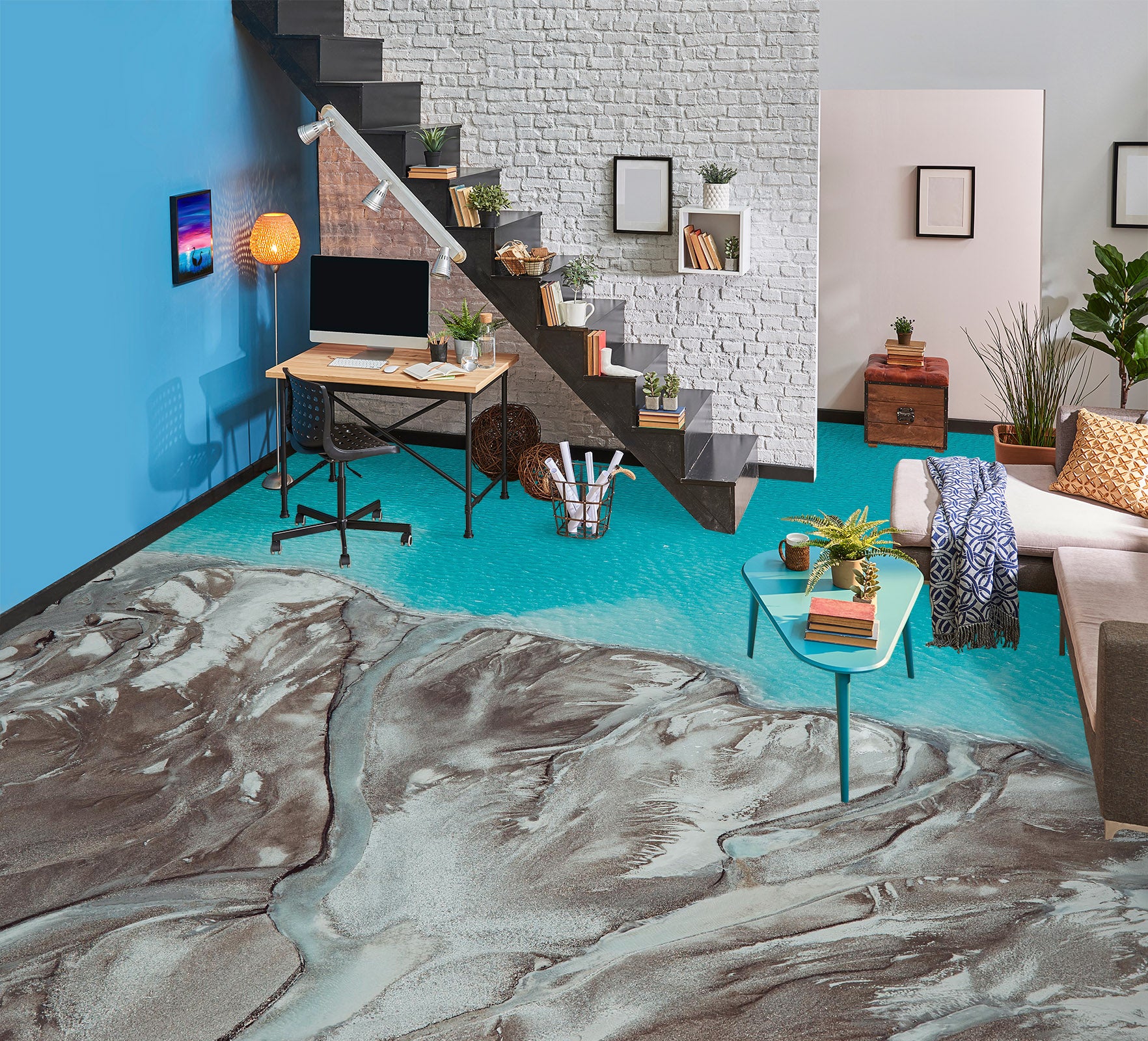 3D Abstract Art Beach 328 Floor Mural  Wallpaper Murals Rug & Mat Print Epoxy waterproof bath floor