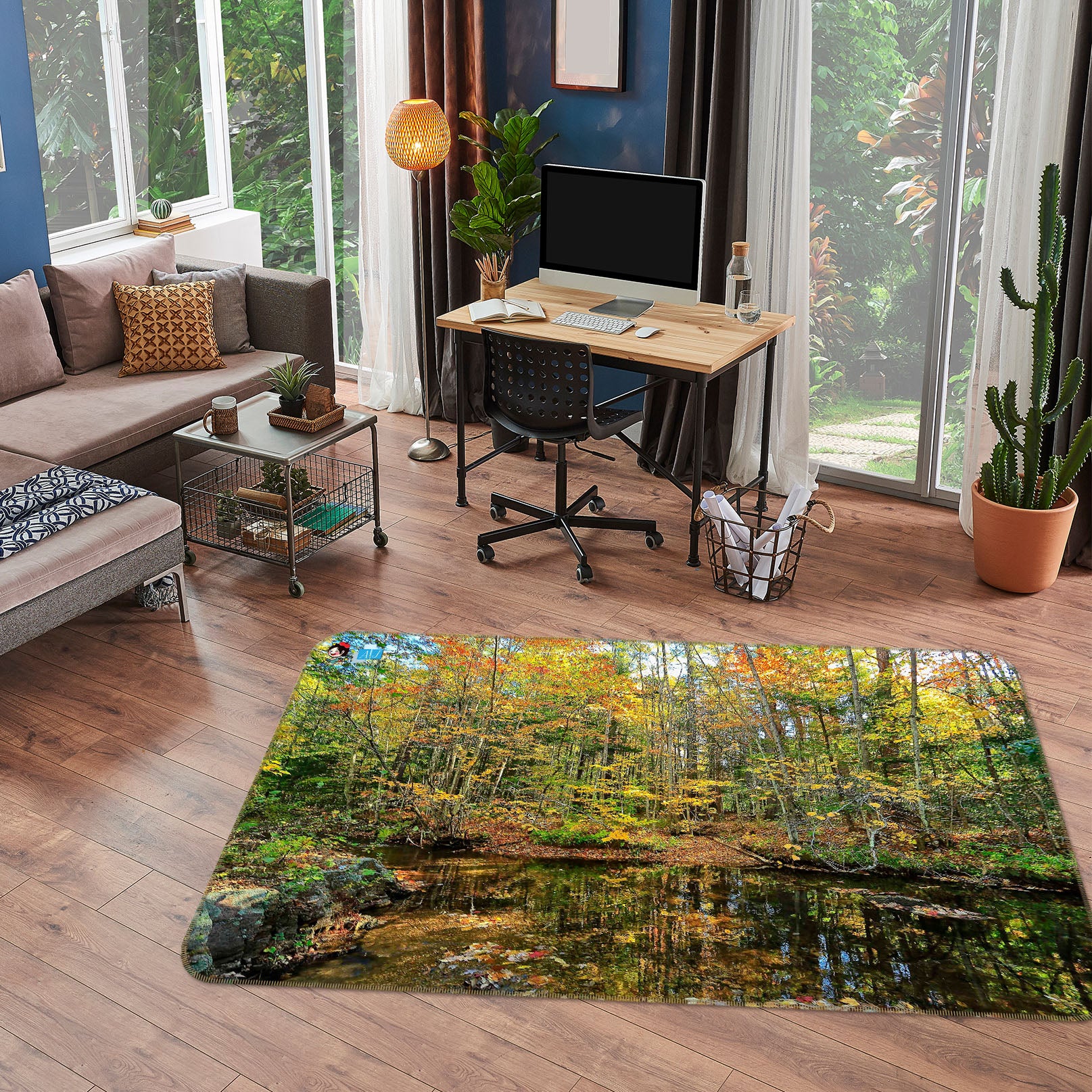 3D Pond Reflections 62222 Kathy Barefield Rug Non Slip Rug Mat