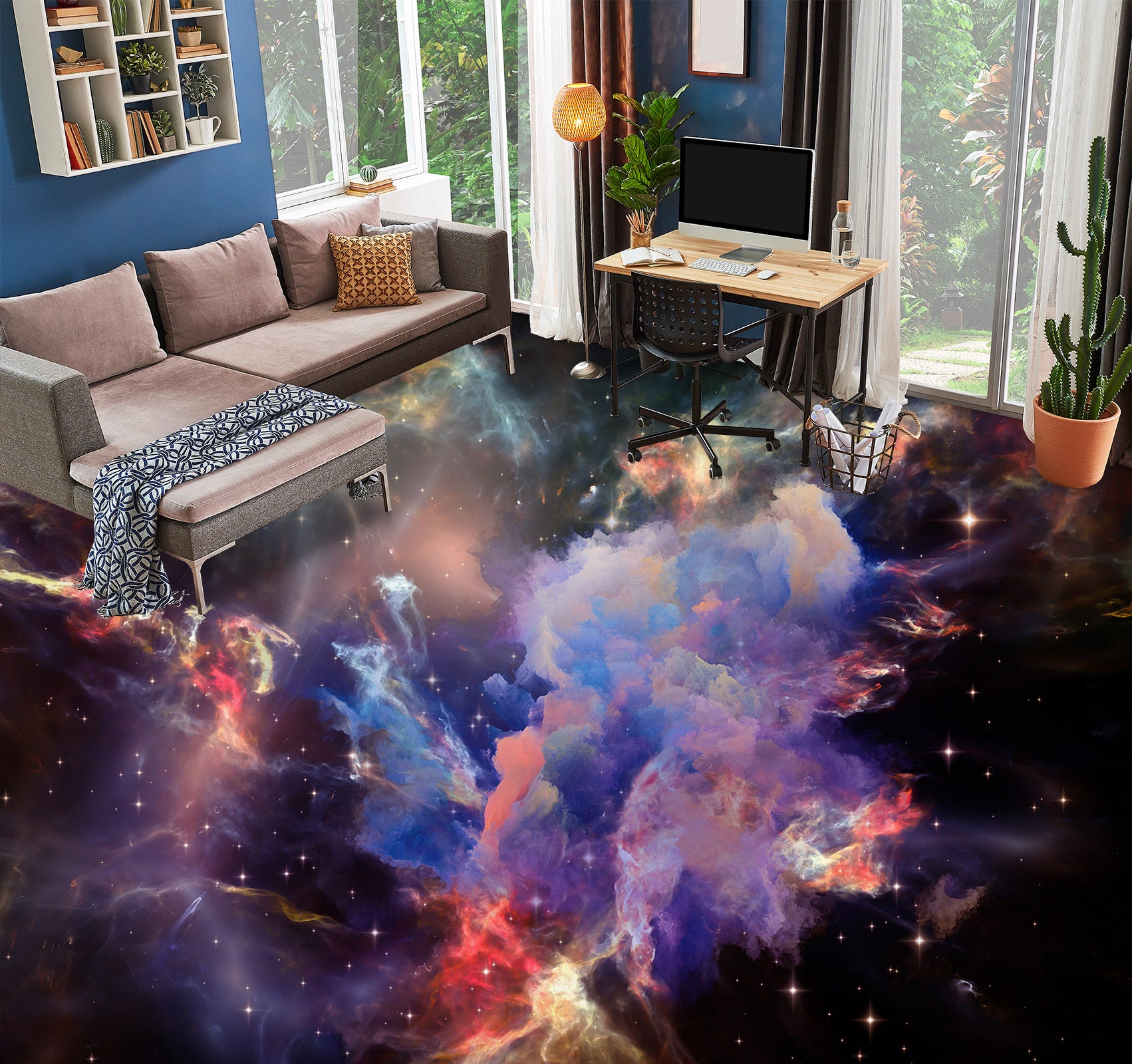 3D Fantasy Purple Nebula Art 536 Floor Mural  Wallpaper Murals Rug & Mat Print Epoxy waterproof bath floor