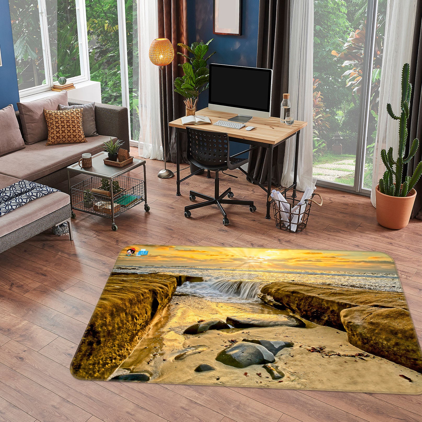 3D Stone Water 62212 Kathy Barefield Rug Non Slip Rug Mat