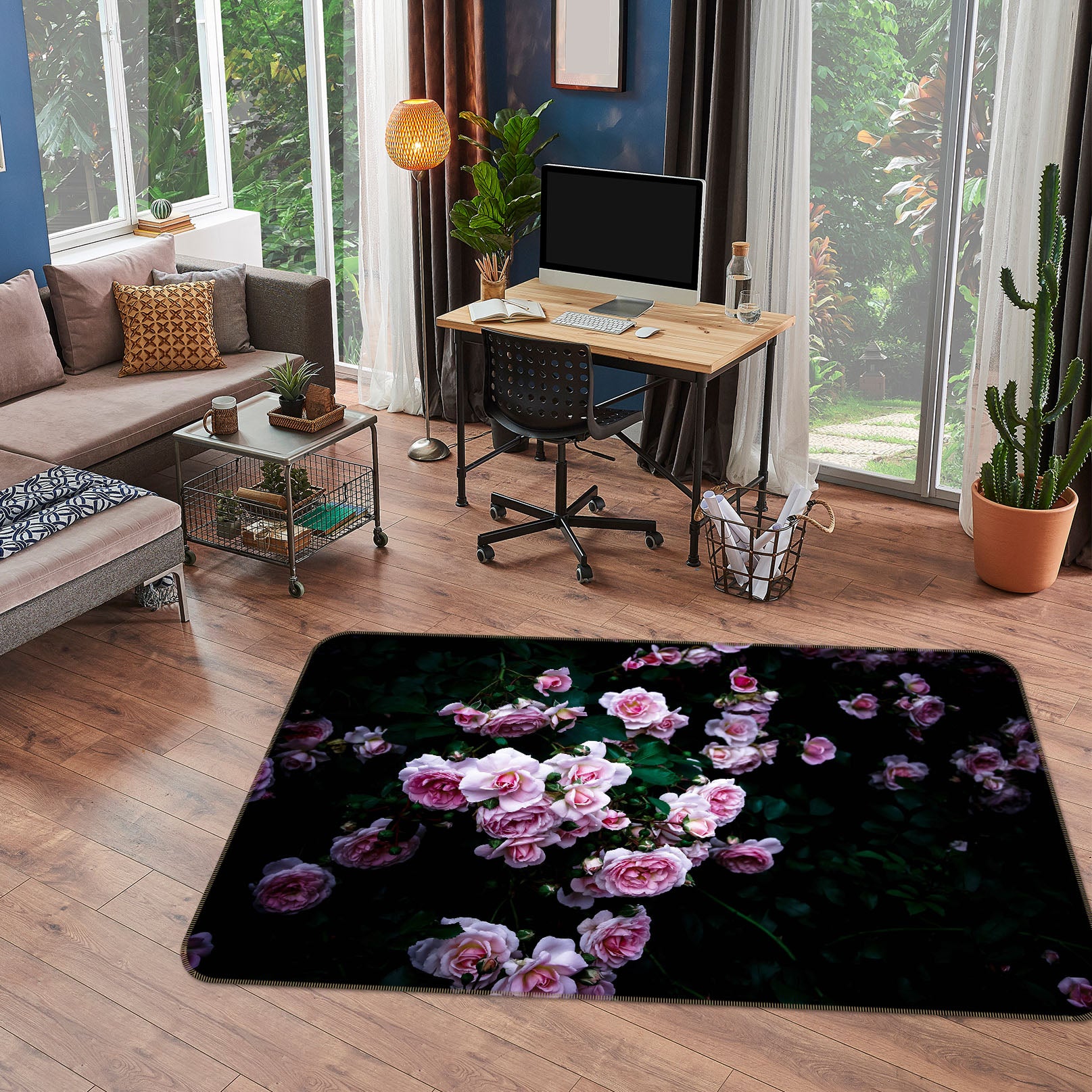 3D Valentine Rose 1006 Noirblanc777 Rug Non Slip Rug Mat