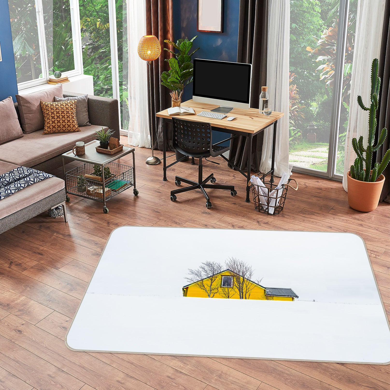 3D Yellow House 1088 Marco Carmassi Rug Non Slip Rug Mat