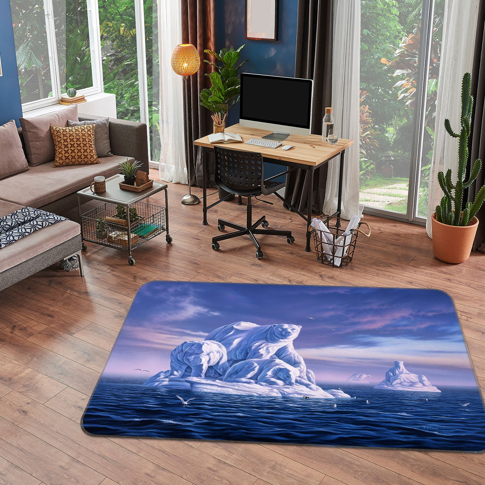 3D Ice Bears 1060 Jerry LoFaro Rug Non Slip Rug Mat
