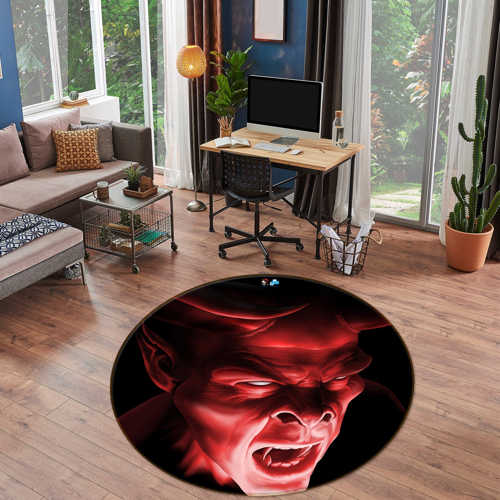 3D Monster 4175 Tom Wood Rug Round Non Slip Rug Mat