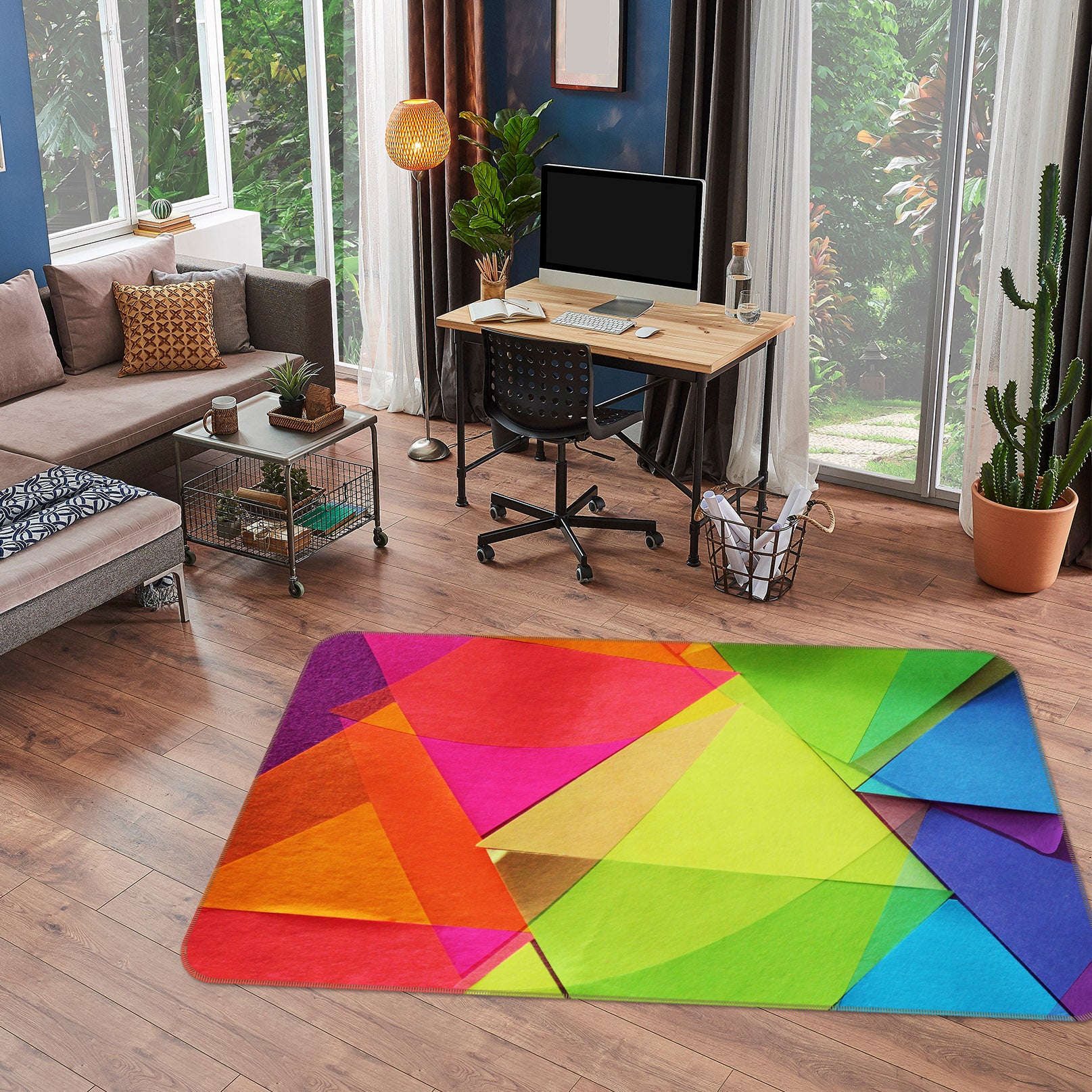 3D Colored Triangle 71025 Shandra Smith Rug Non Slip Rug Mat