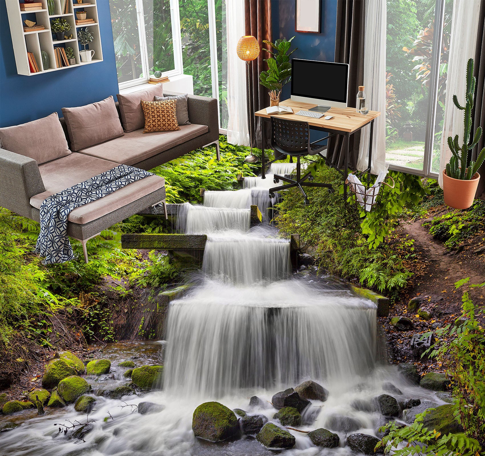 3D Leisurely Running Water 1477 Floor Mural  Wallpaper Murals Self-Adhesive Removable Print Epoxy