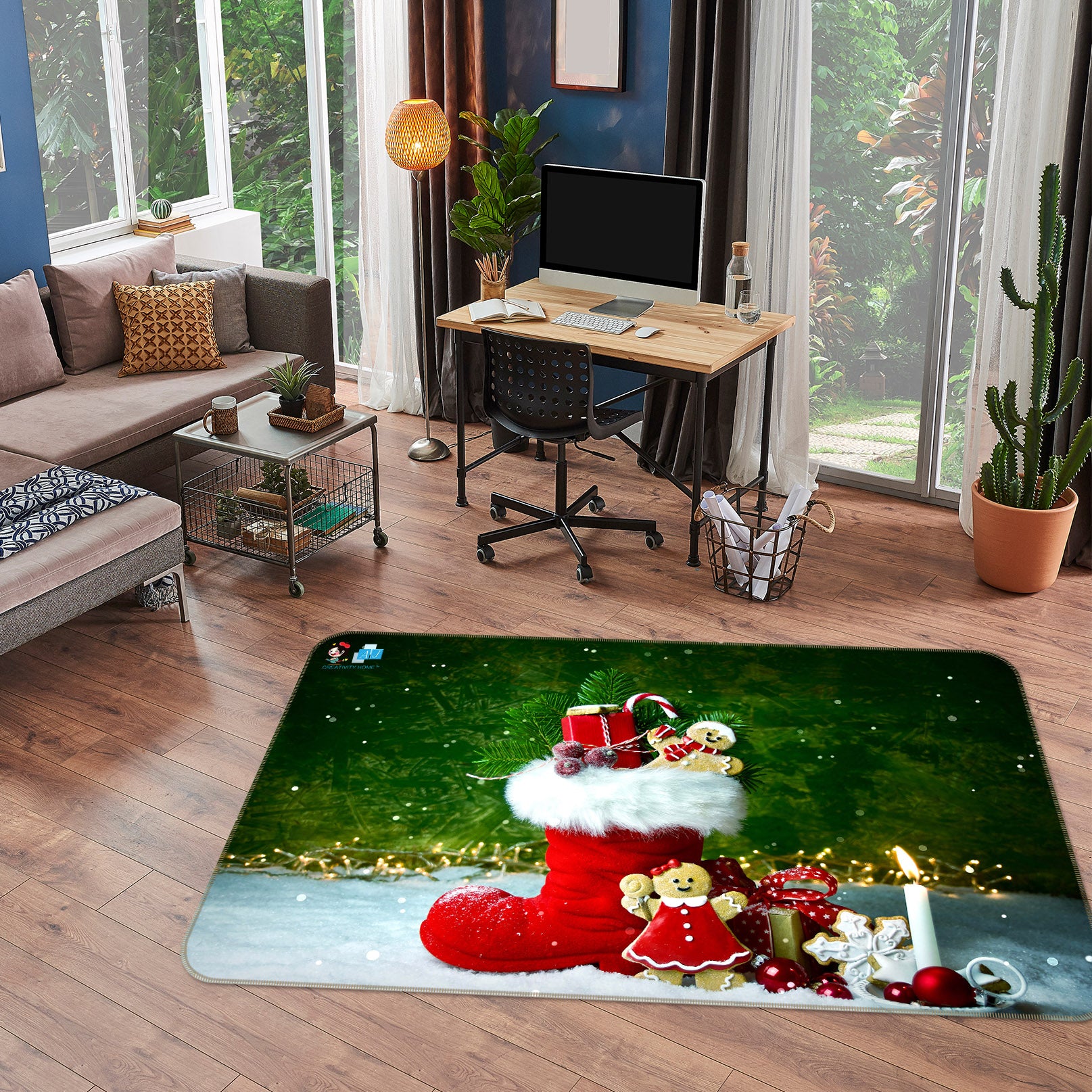 3D Red Socks Gift 56257 Christmas Non Slip Rug Mat Xmas