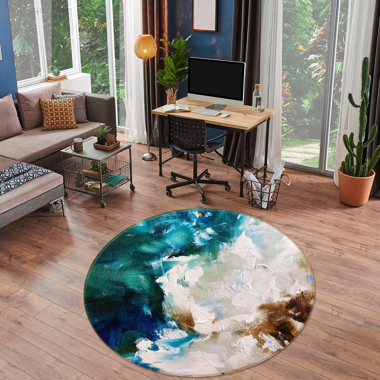 3D Painted Pigments 906 Skromova Marina Rug Round Non Slip Rug Mat