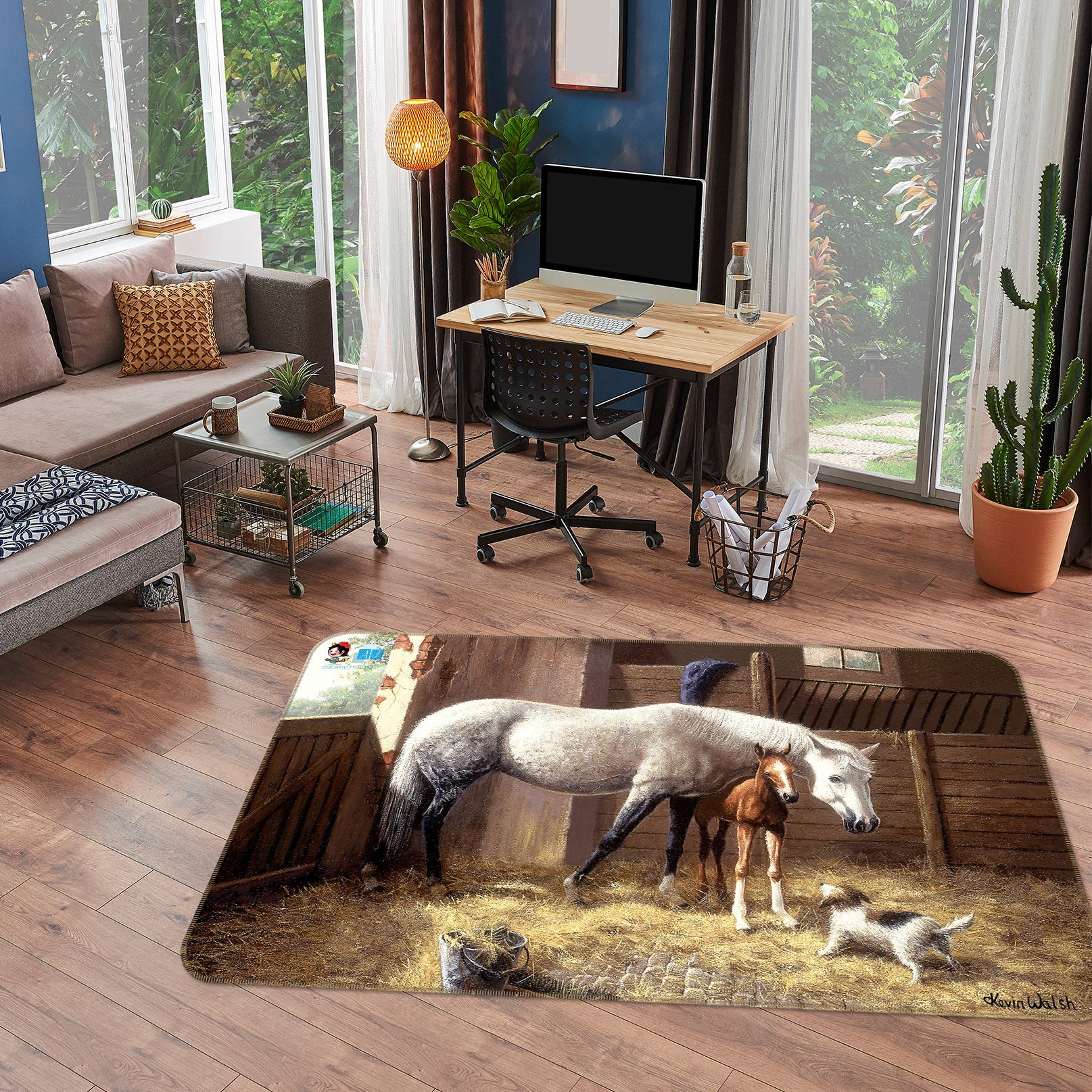 3D Stable Horse 003 Kevin Walsh Rug Non Slip Rug Mat
