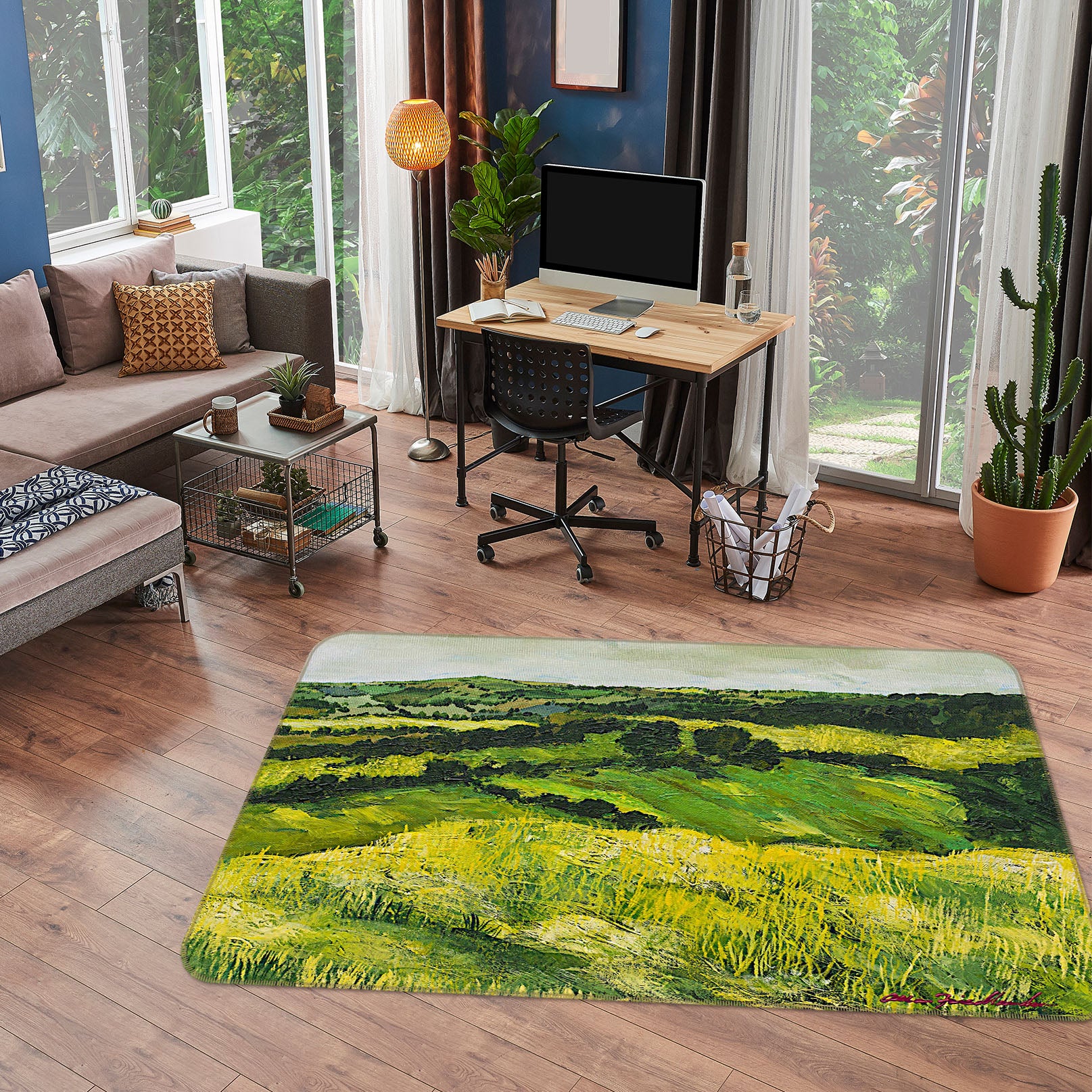3D Green Field 1054 Allan P. Friedlander Rug Non Slip Rug Mat