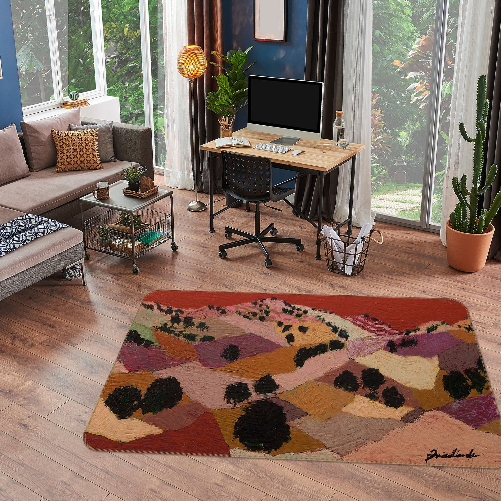 3D Valley Tree 1004 Allan P. Friedlander Rug Non Slip Rug Mat