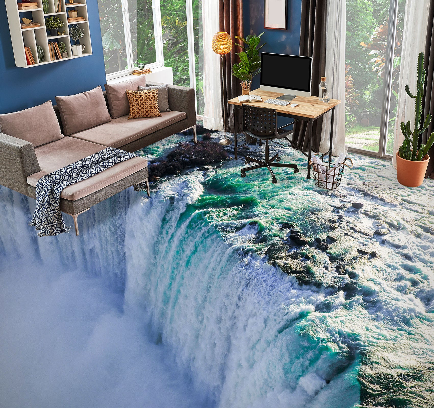 3D Icy Waterfall 836 Floor Mural  Wallpaper Murals Rug & Mat Print Epoxy waterproof bath floor