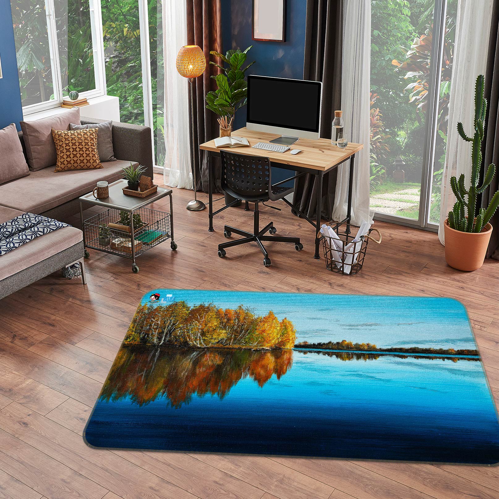 3D Lake Woods 1880 Marina Zotova Rug Non Slip Rug Mat