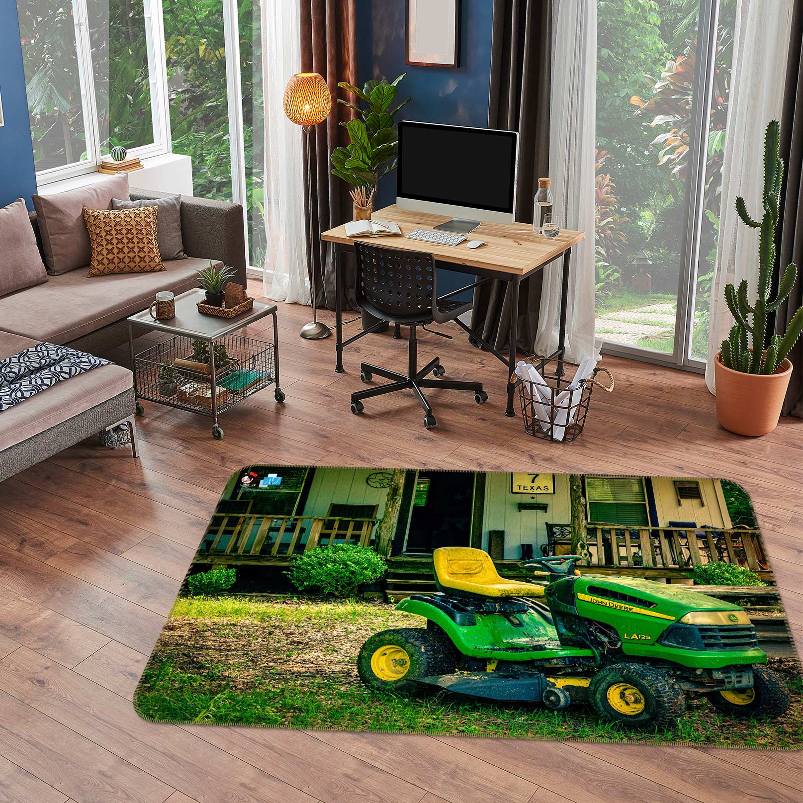 3D Green Car House 5122 Beth Sheridan Rug Non Slip Rug Mat