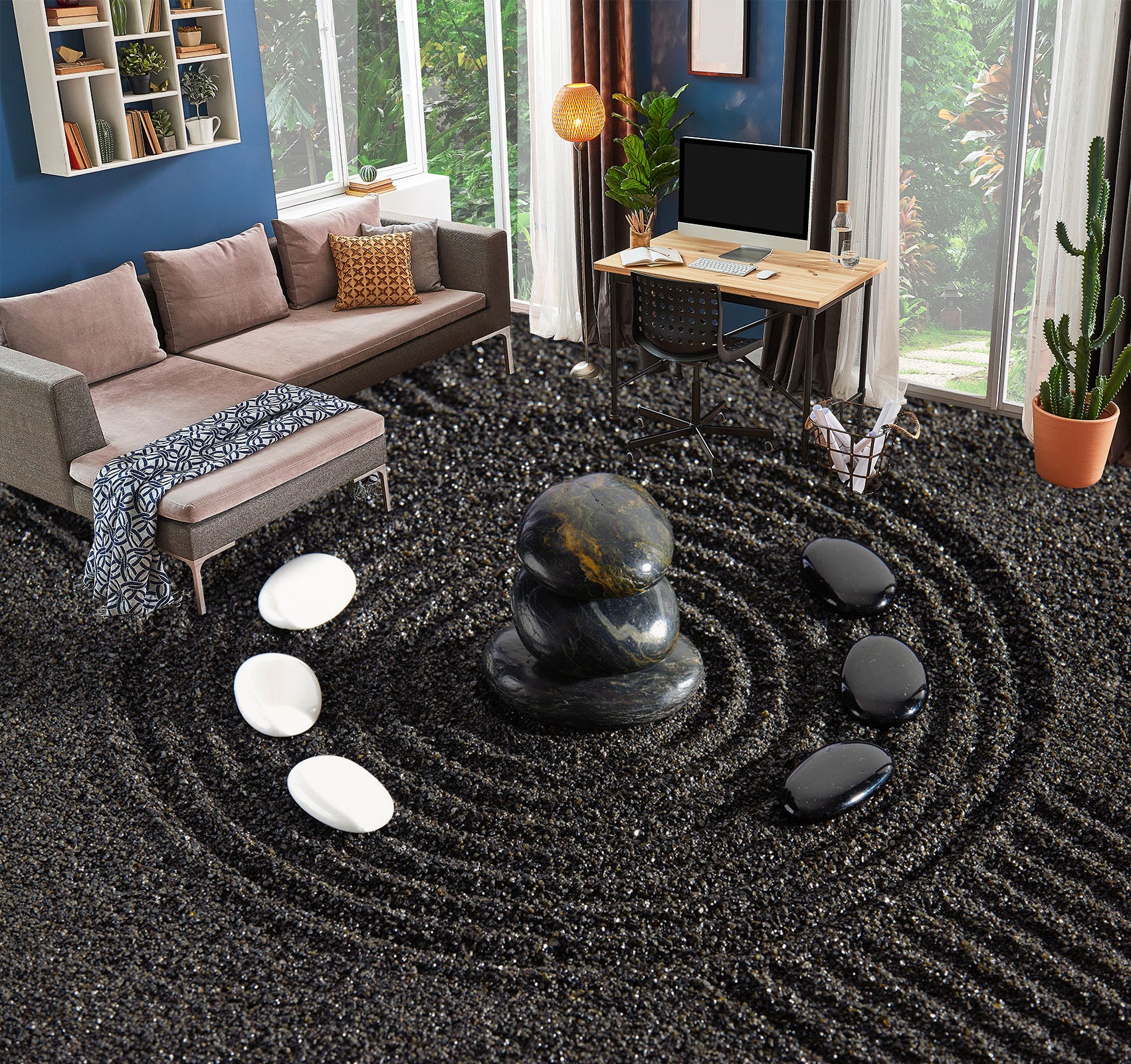 3D Black Sand 1467 Floor Mural  Wallpaper Murals Self-Adhesive Removable Print Epoxy