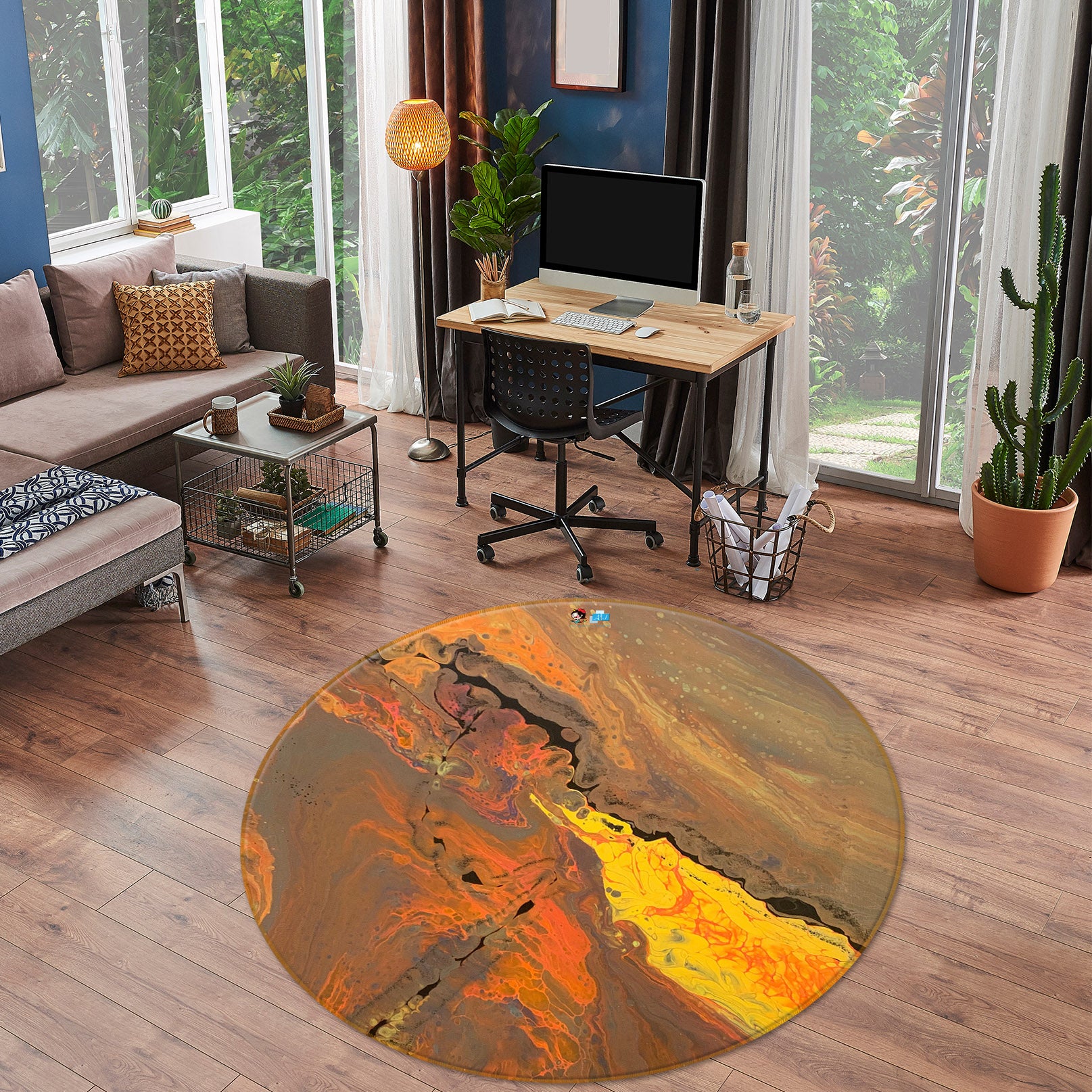 3D Golden Pattern 40009 Valerie Latrice Rug Round Non Slip Rug Mat