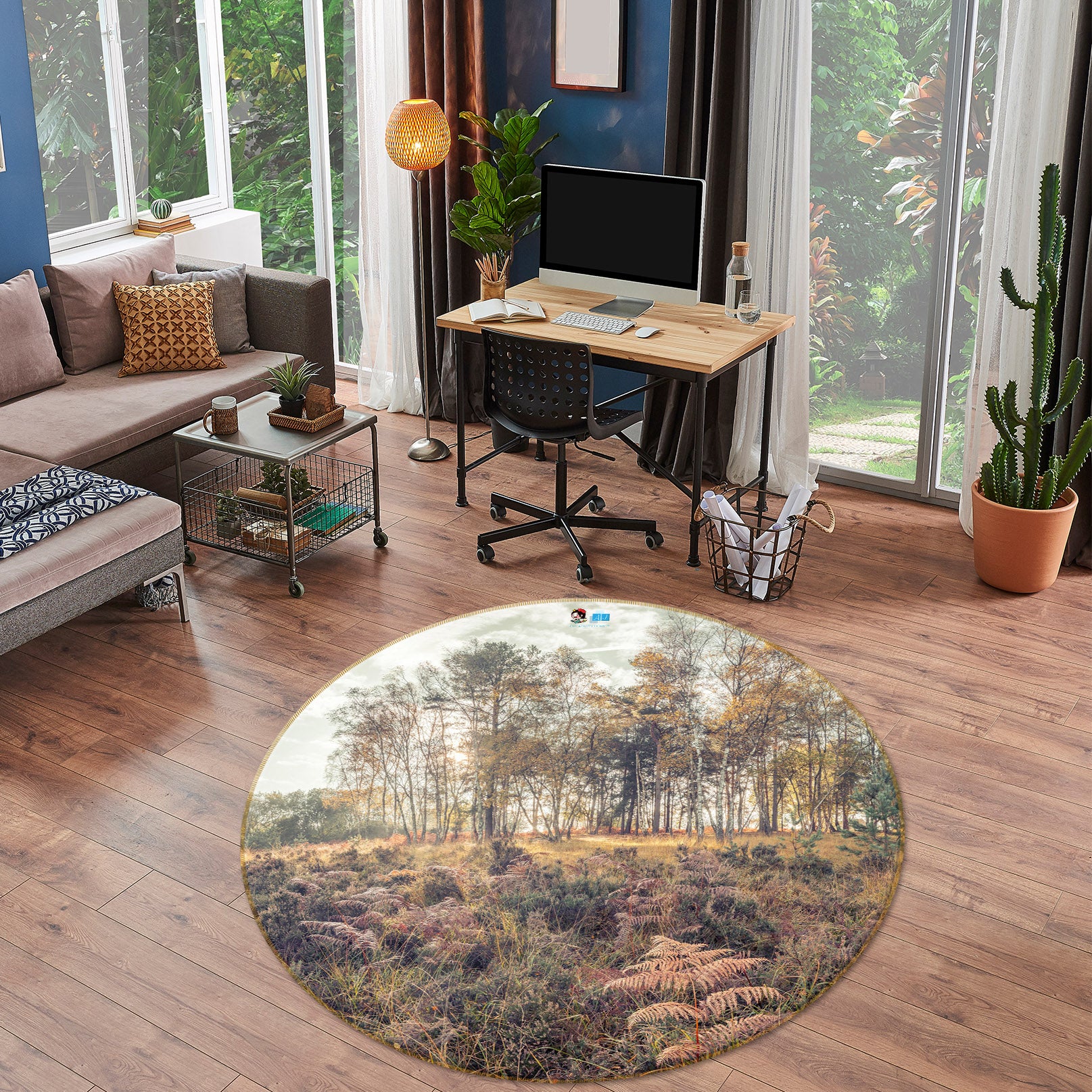 3D Dense Grass 7422 Assaf Frank Rug Round Non Slip Rug Mat
