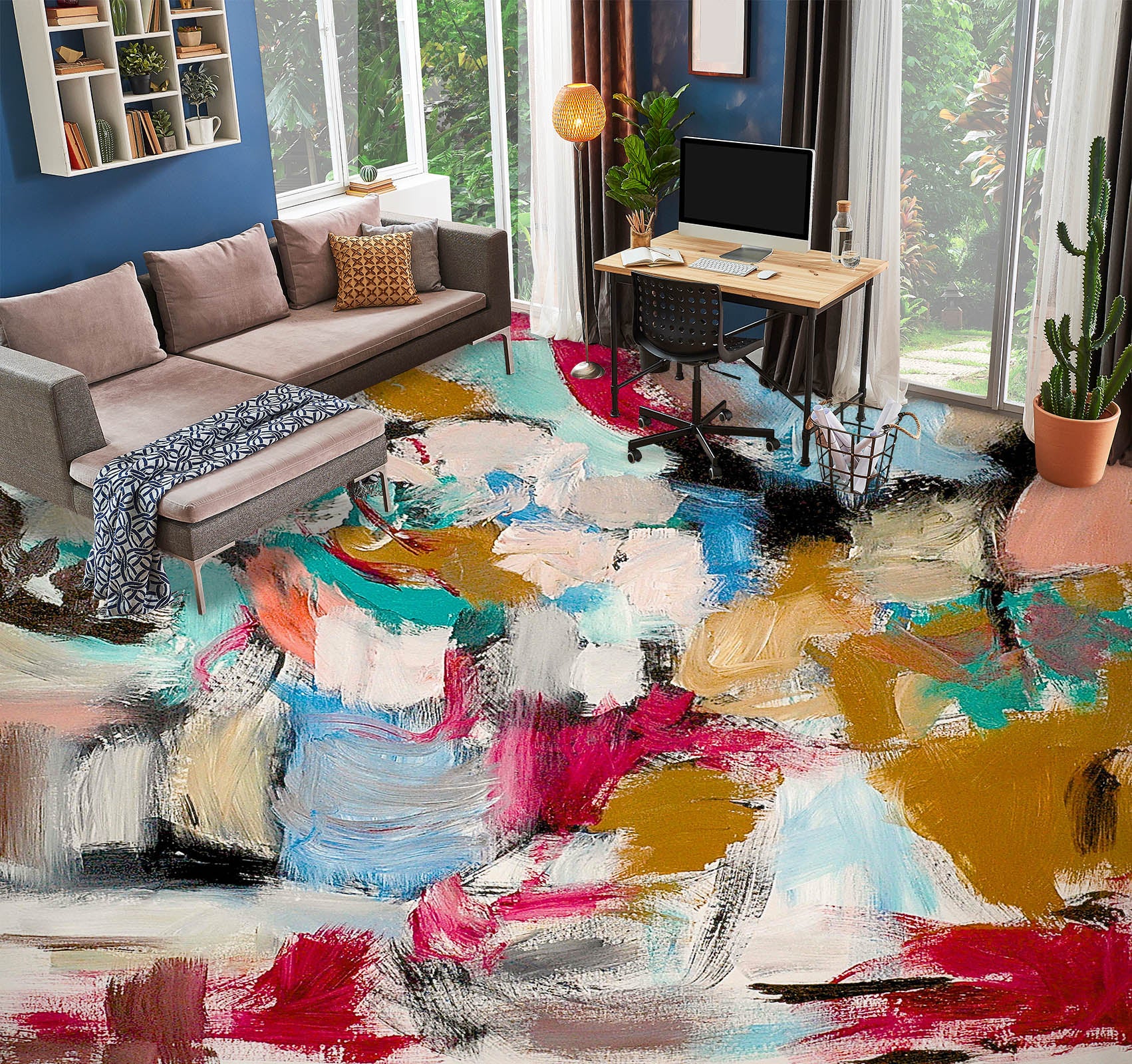 3D Color Paint Brush Pattern 9935 Allan P. Friedlander Floor Mural  Wallpaper Murals Self-Adhesive Removable Print Epoxy