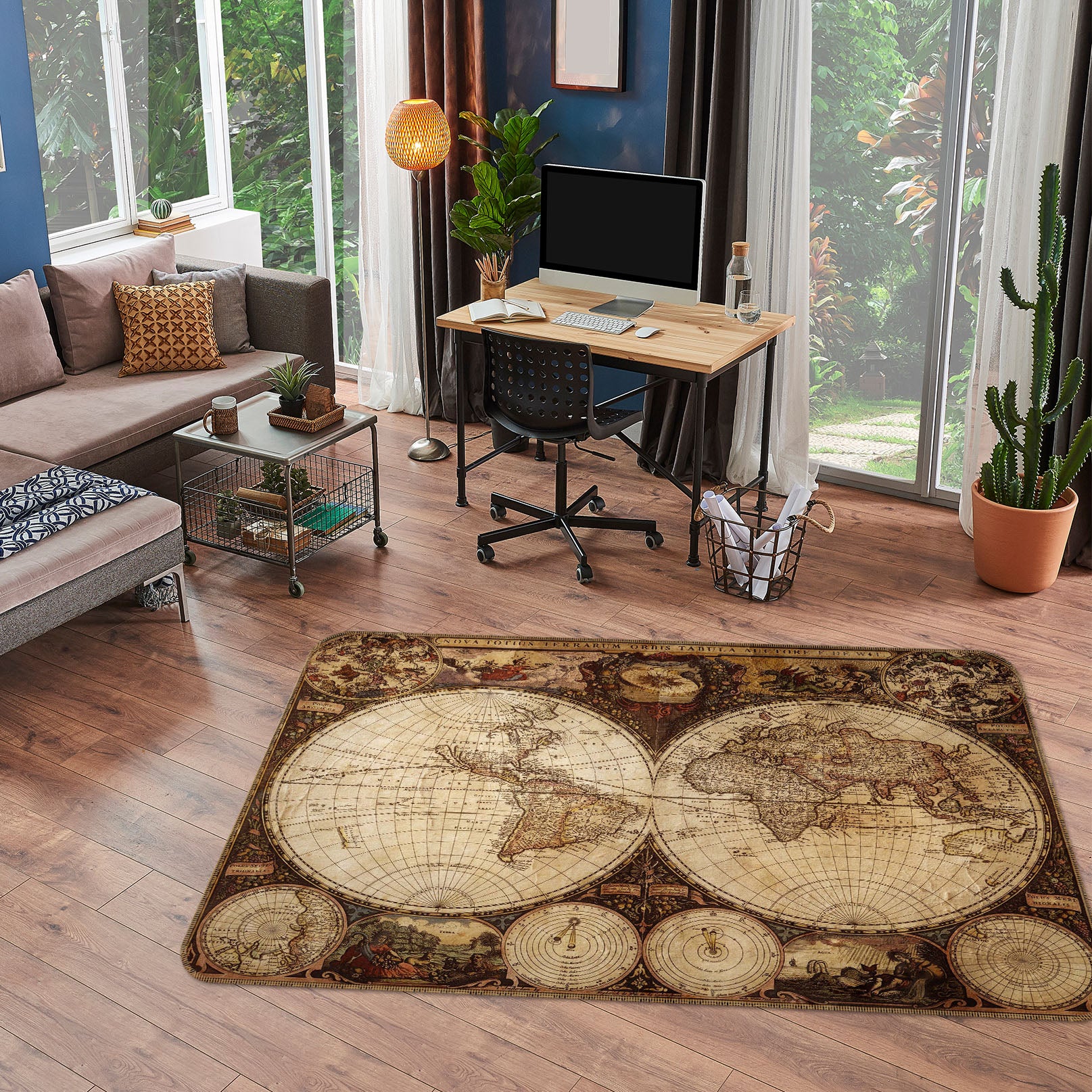 3D Land Layout 211 World Map Non Slip Rug Mat