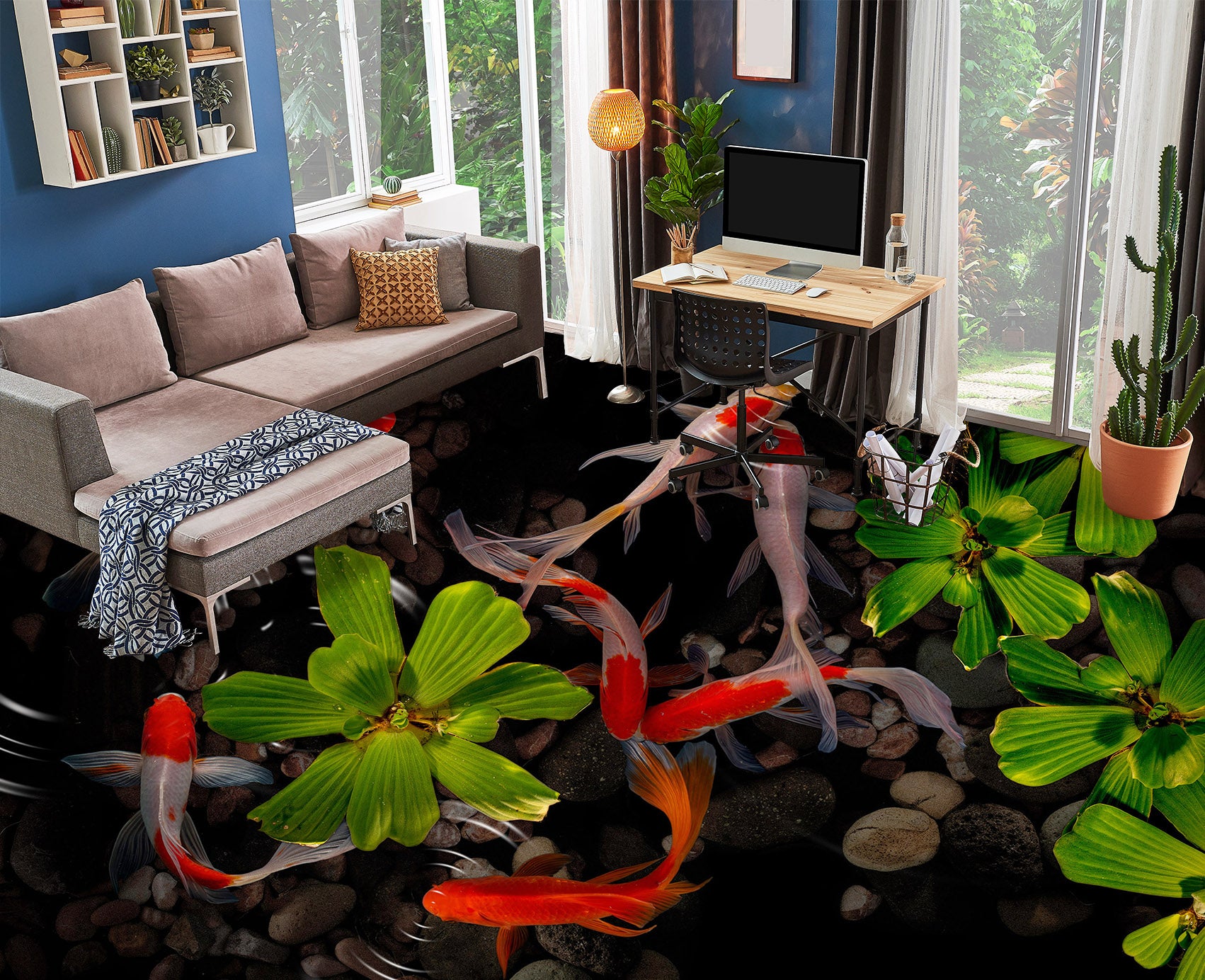 3D Water Lotus 242 Floor Mural  Wallpaper Murals Rug & Mat Print Epoxy waterproof bath floor